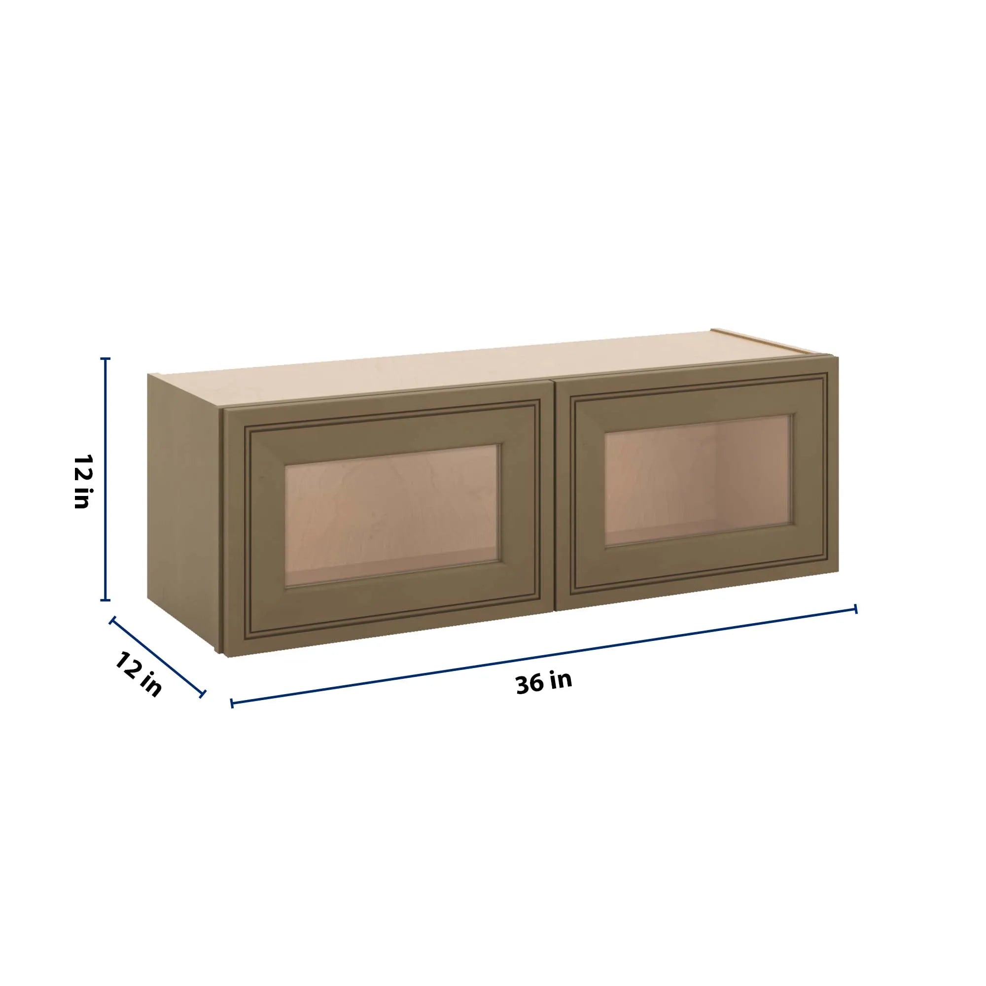 J&K Hazel H8 Wall Glass Cabinet - 36" W x 12" H (No Glass Insert)