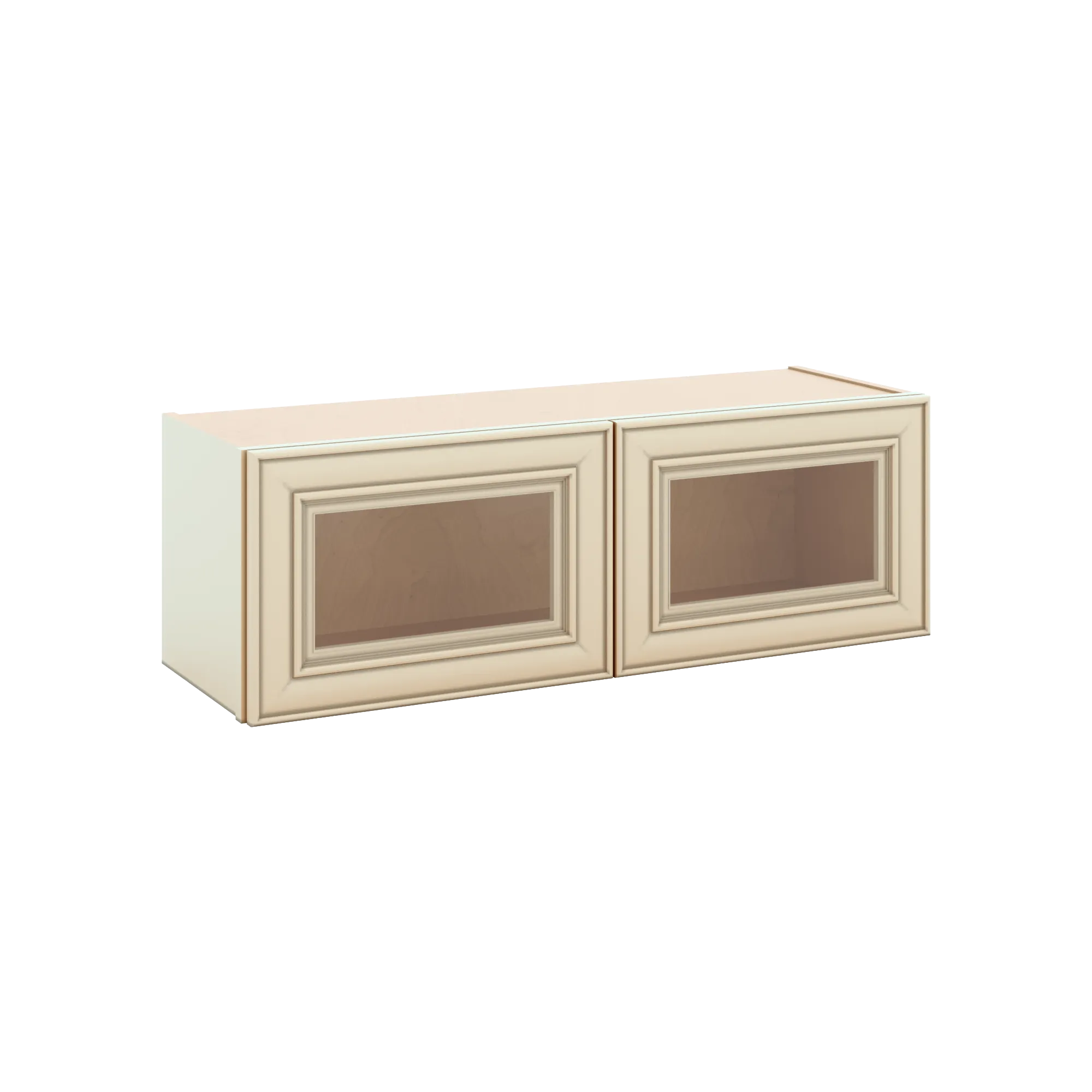 J&K Creme Glazed A7 Wall Glass Cabinet - 36" W x 12" H (No Glass Insert)