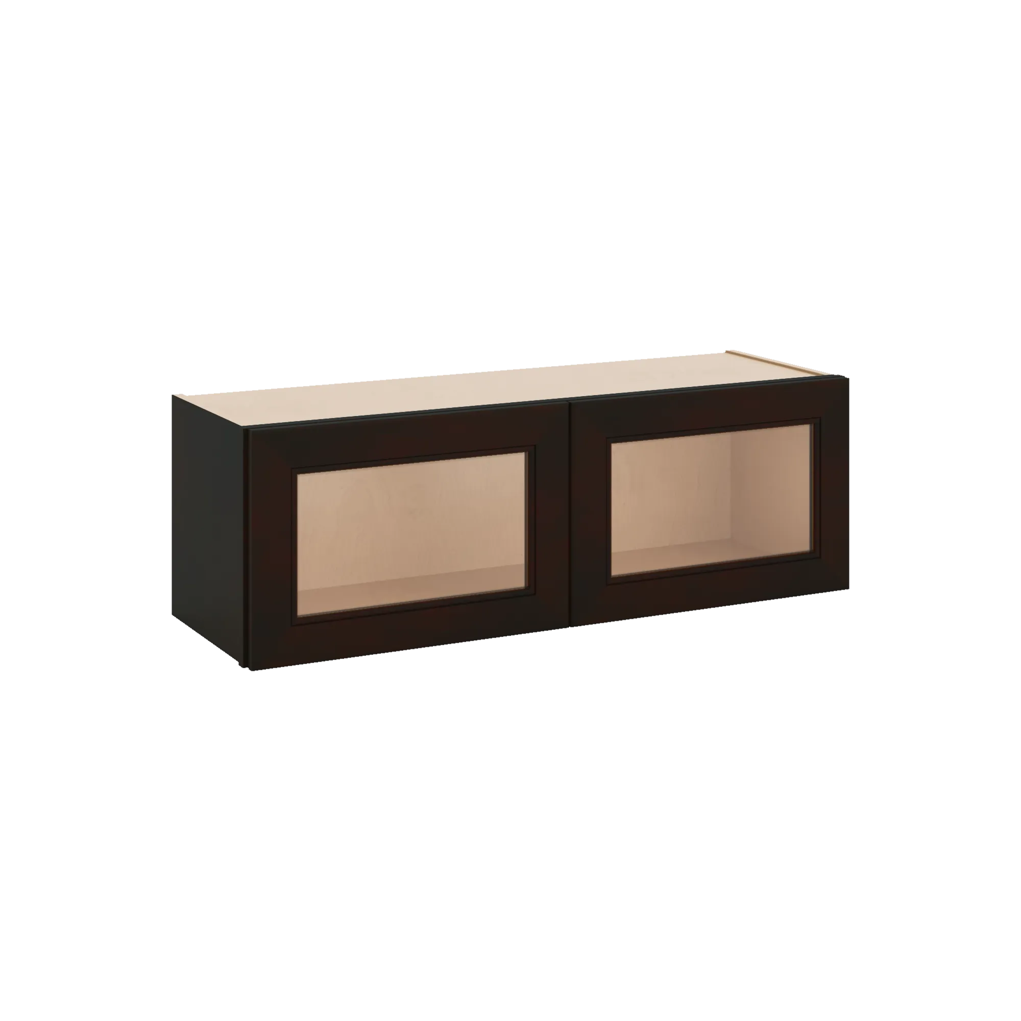 J&K Espresso K8 Wall Glass Cabinet - 36" W x 12" H (No Glass Insert)
