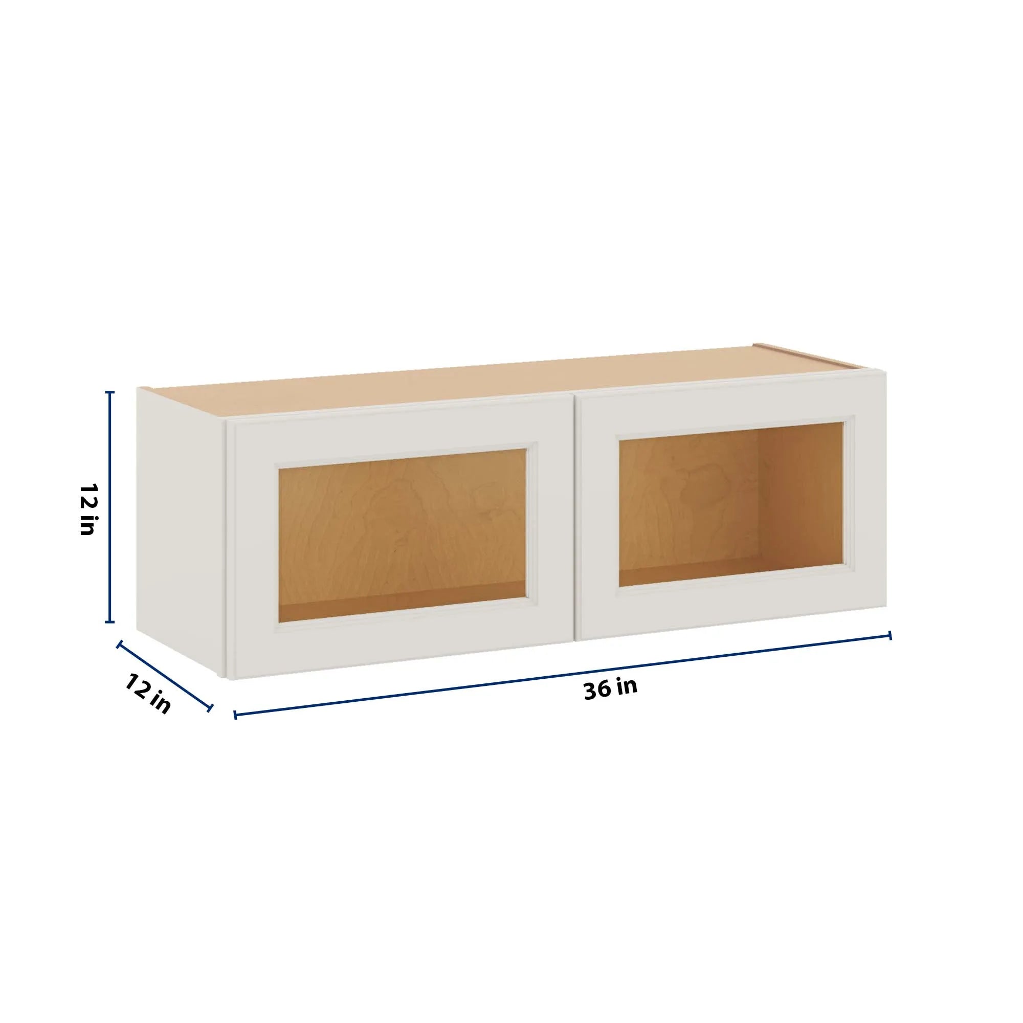J&K Dove E1 Wall Glass Cabinet - 36" W x 12" H (No Glass Insert)