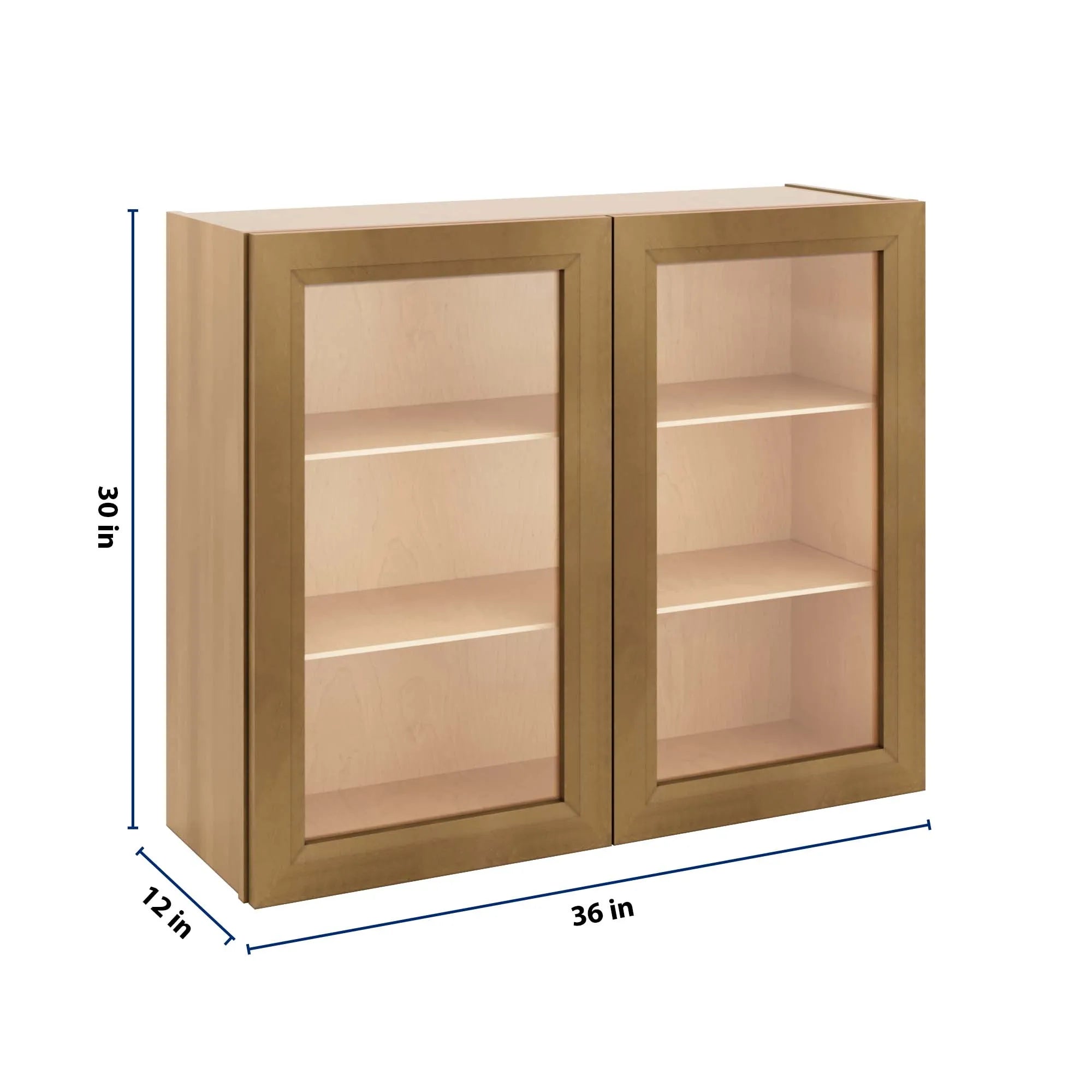 J&K Butterscotch B8 Wall Glass Cabinet - 36" W x 30" H (No Glass Insert)