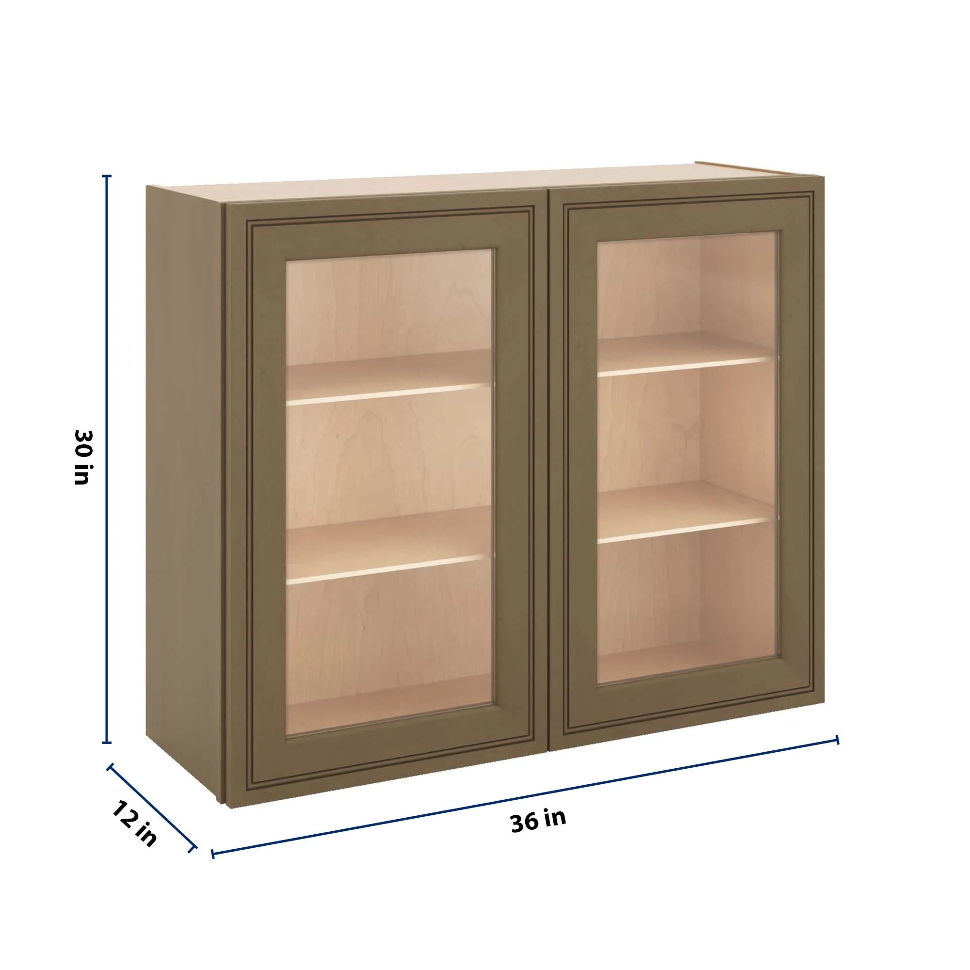 J&K Hazel H8 Wall Glass Cabinet - 36" W x 30" H (No Glass Insert)