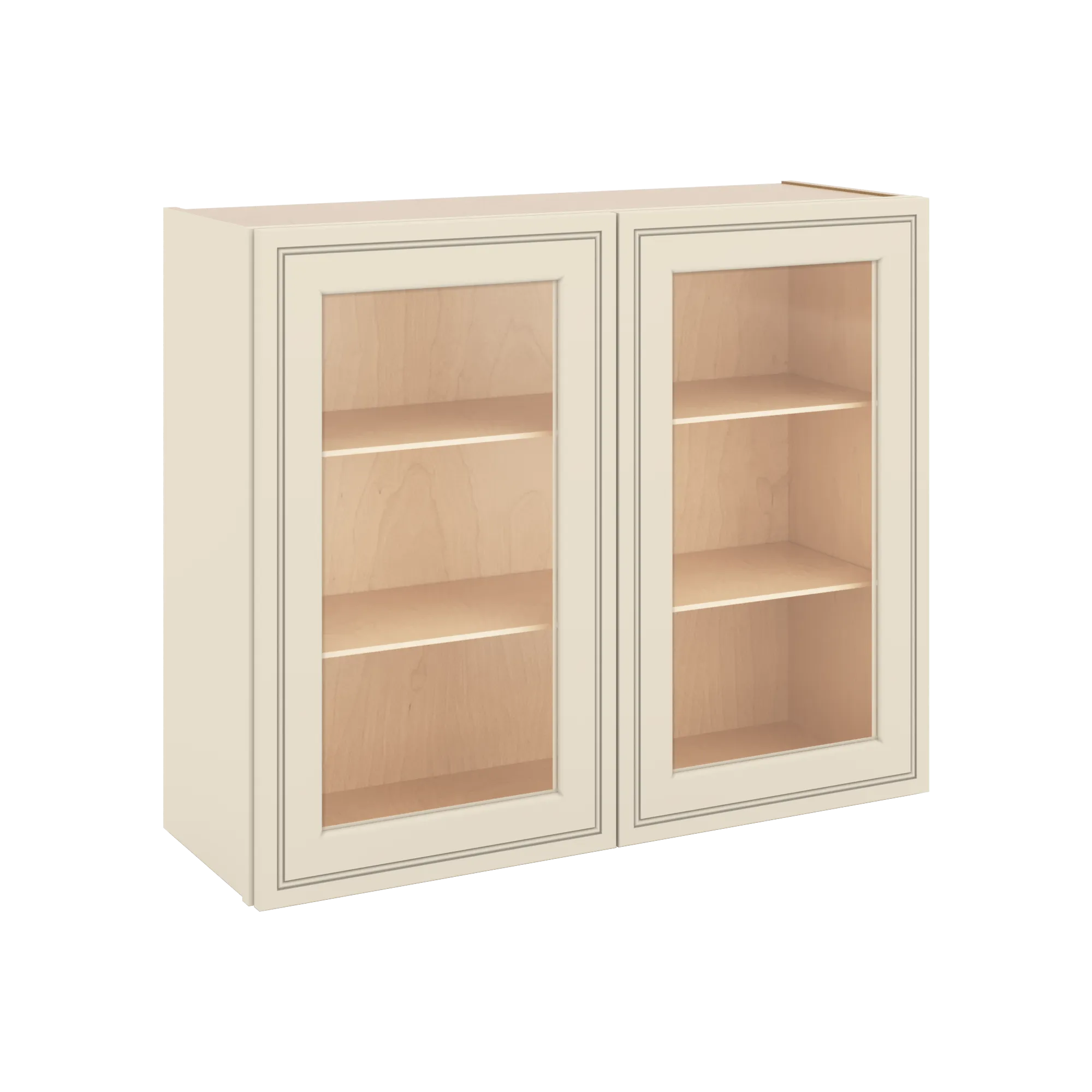 J&K Pearl Glazed H9 Wall Glass Cabinet - 36" W x 30" H (No Glass Insert)