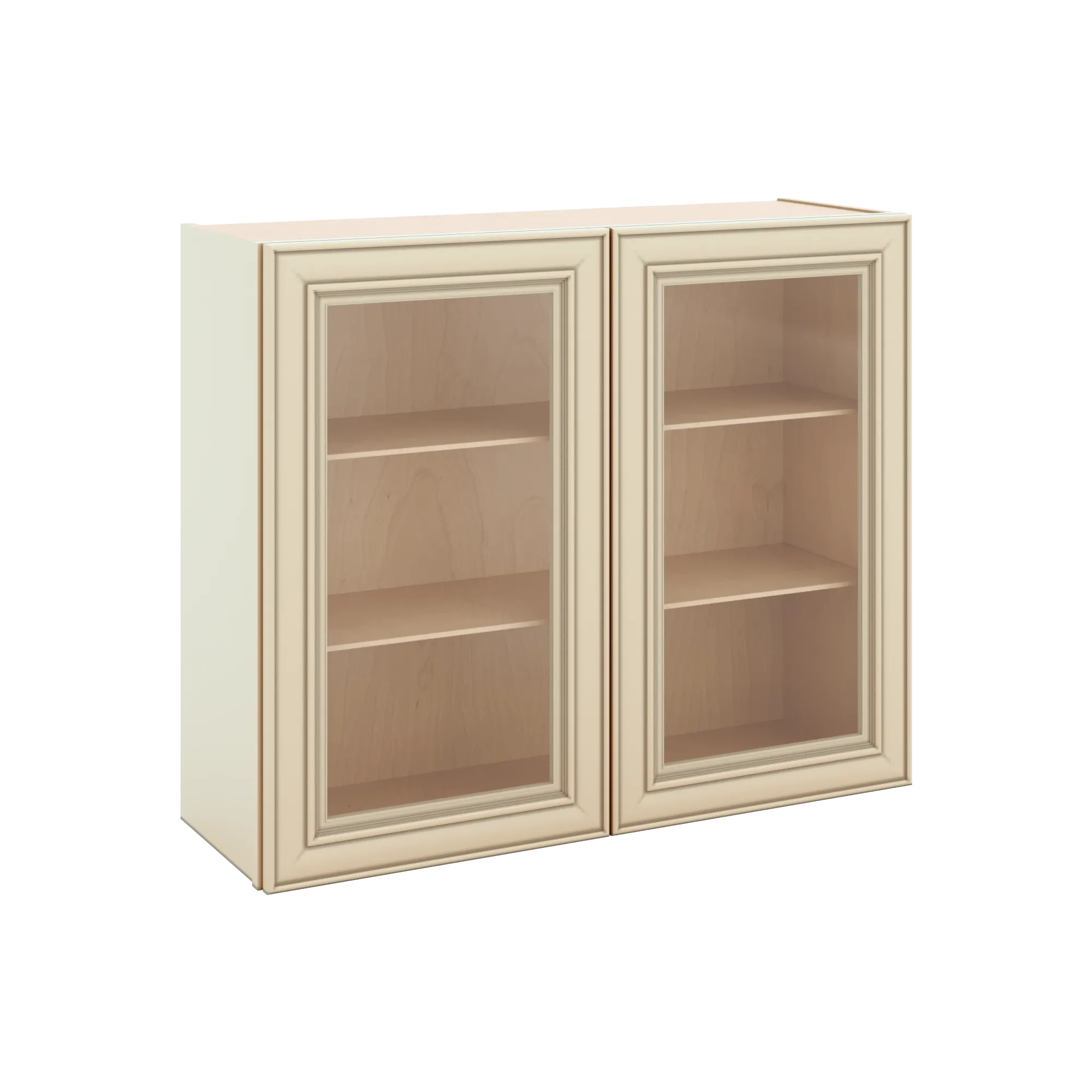 J&K Creme Glazed A7 Wall Glass Cabinet - 36" W x 30" H (No Glass Insert)