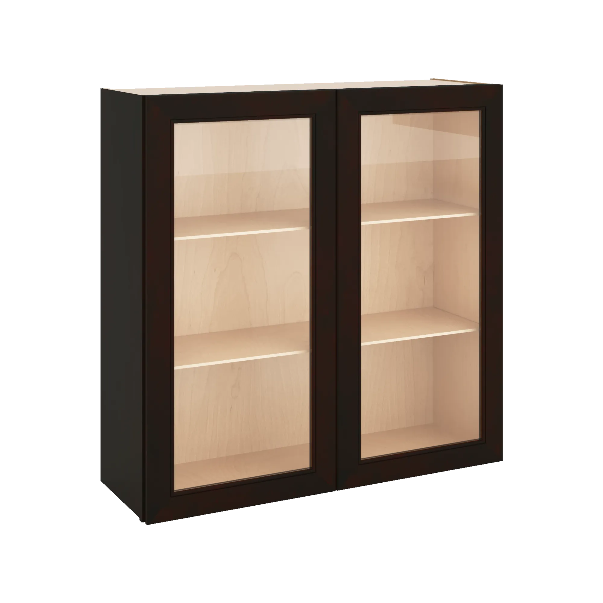 J&K Espresso K8 Wall Glass Cabinet - 36" W x 36" H (No Glass Insert)