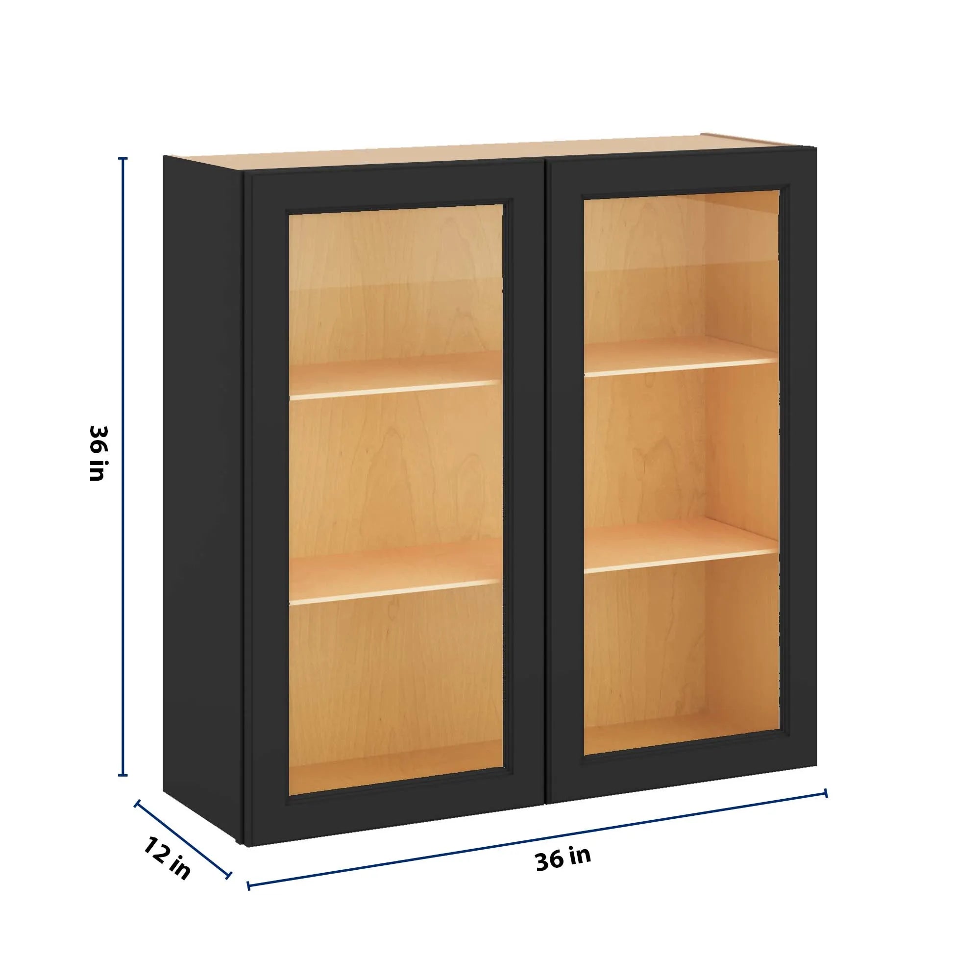 J&K Charcoal E2 Wall Glass Cabinet - 36" W x 36" H (No Glass Insert)