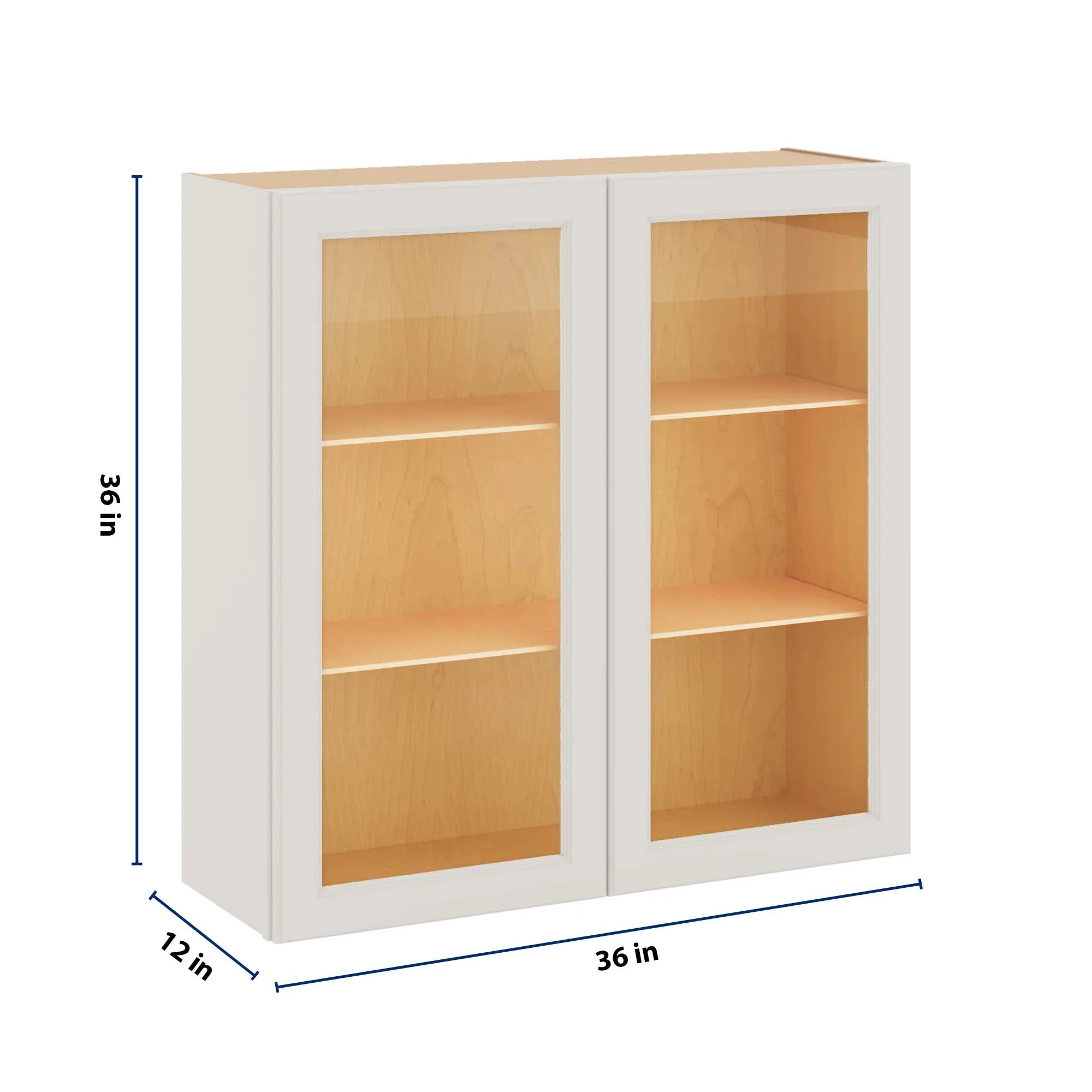 J&K Dove E1 Wall Glass Cabinet - 36" W x 36" H (No Glass Insert)