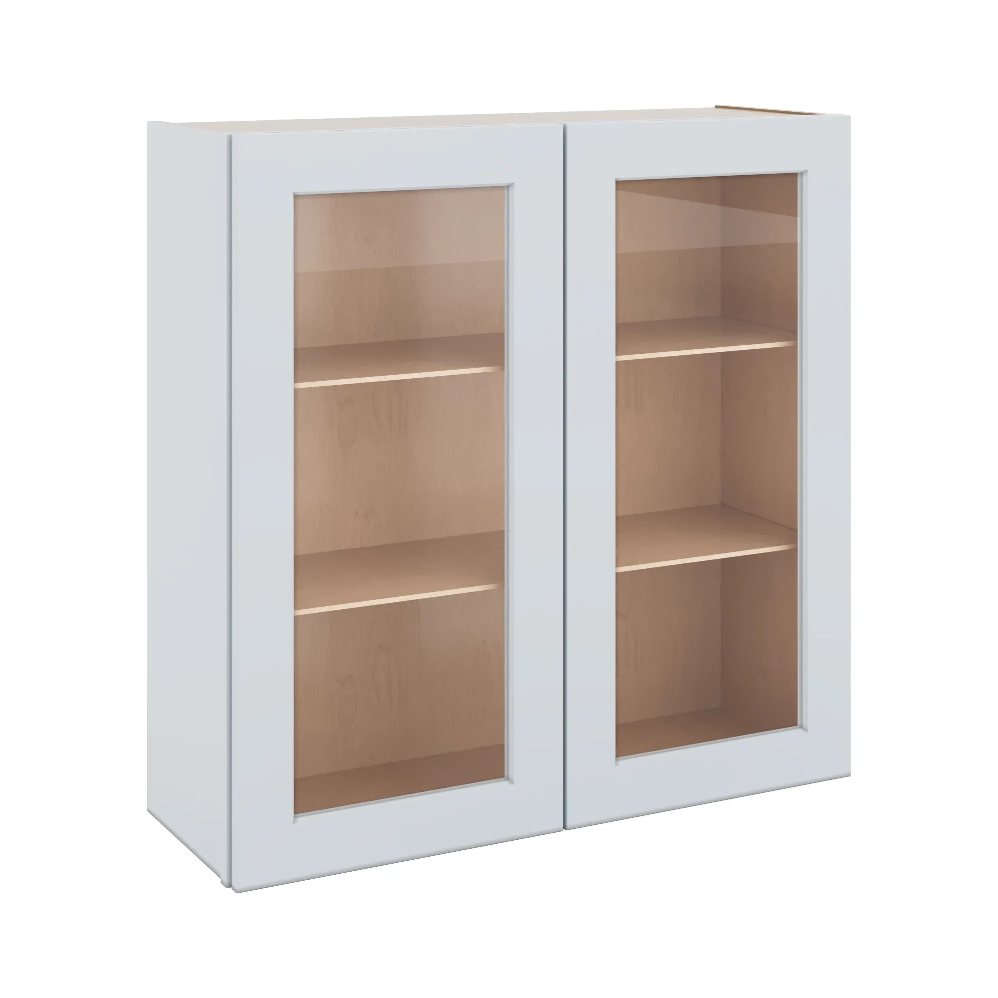 J&K White Shaker S8 Wall Glass Cabinet - 36" W x 36" H (No Glass Insert)