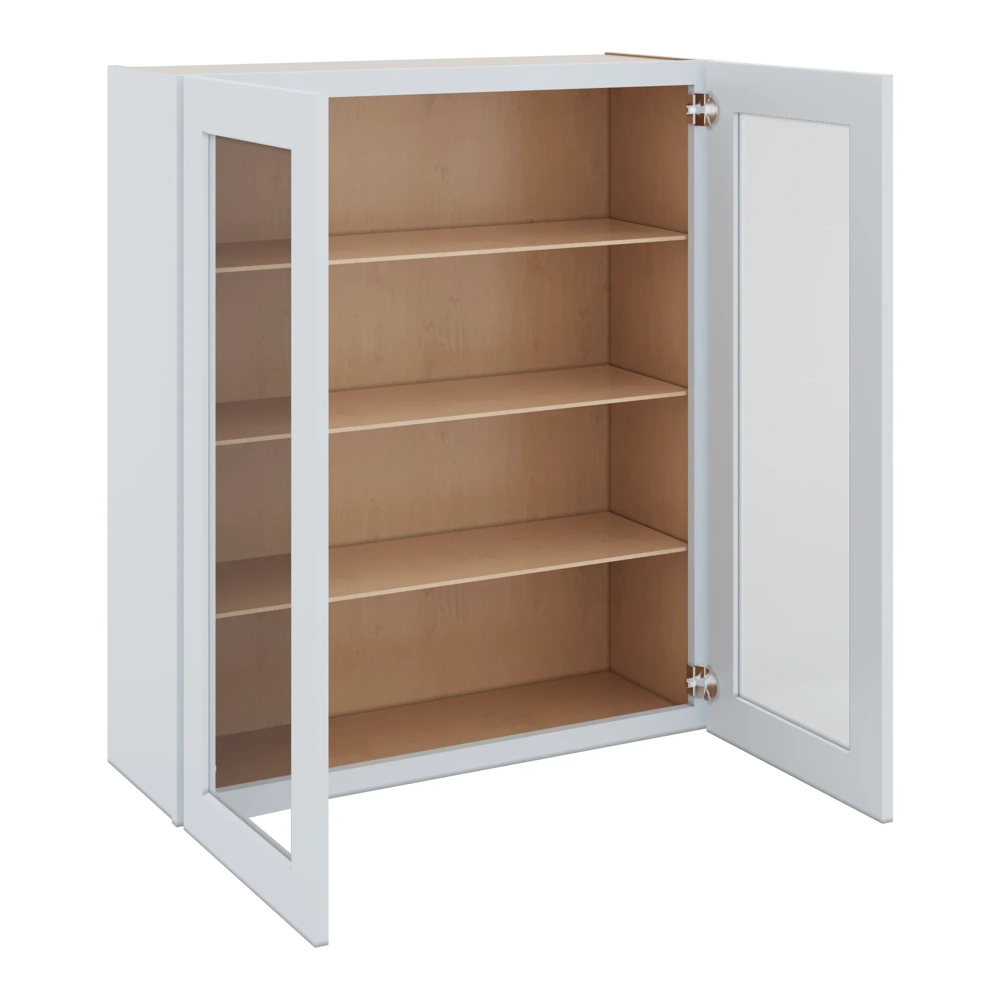 J&K White Shaker S8 Wall Glass Cabinet 36" W x 42" H (No Glass Insert)