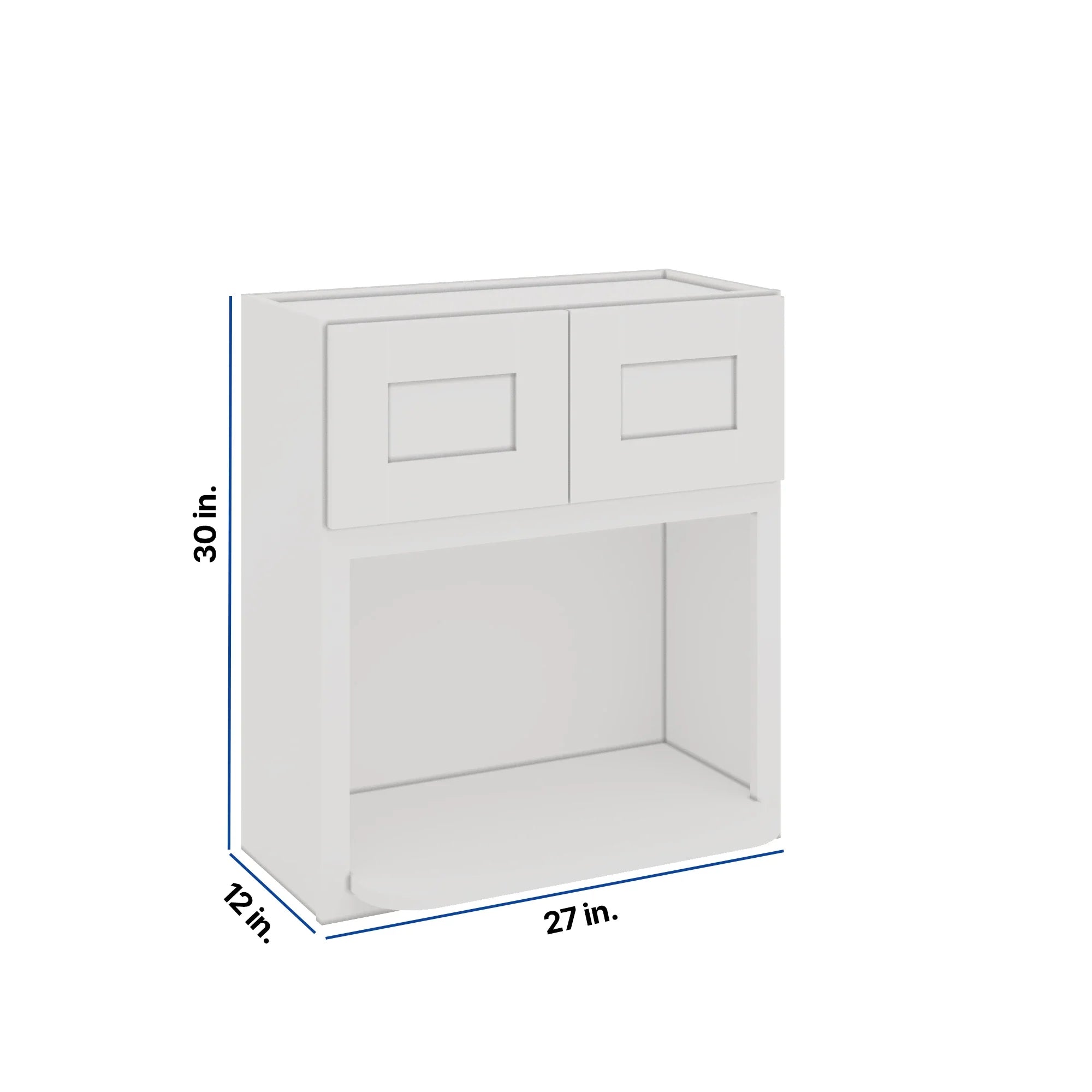 Modernform Cabinet White Shaker 27" W X 30" H X 12" D Microwave w/Bottom Shelf