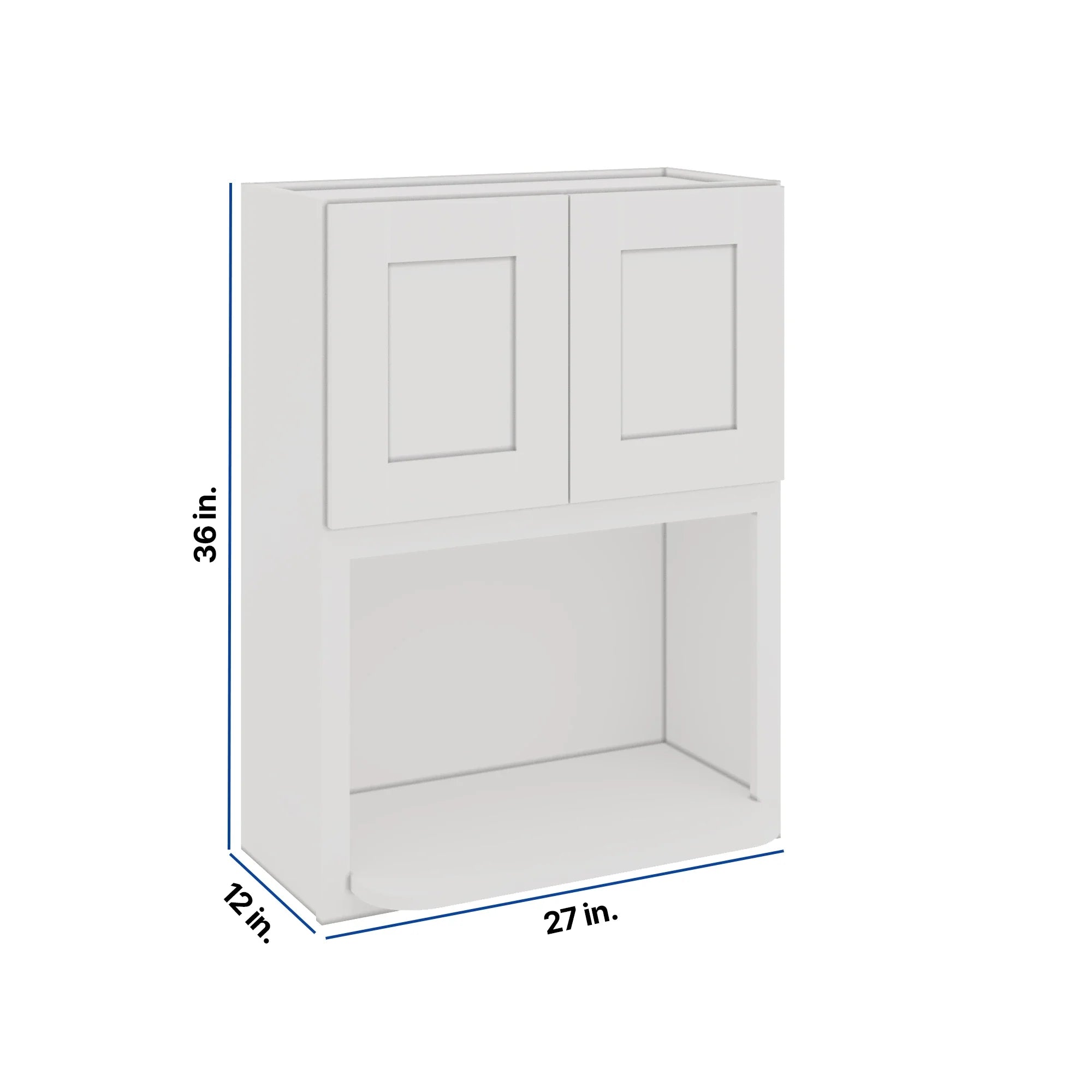 Modernform Cabinet White Shaker 27" W X 36" H X 12" D Microwave w/Bottom Shelf