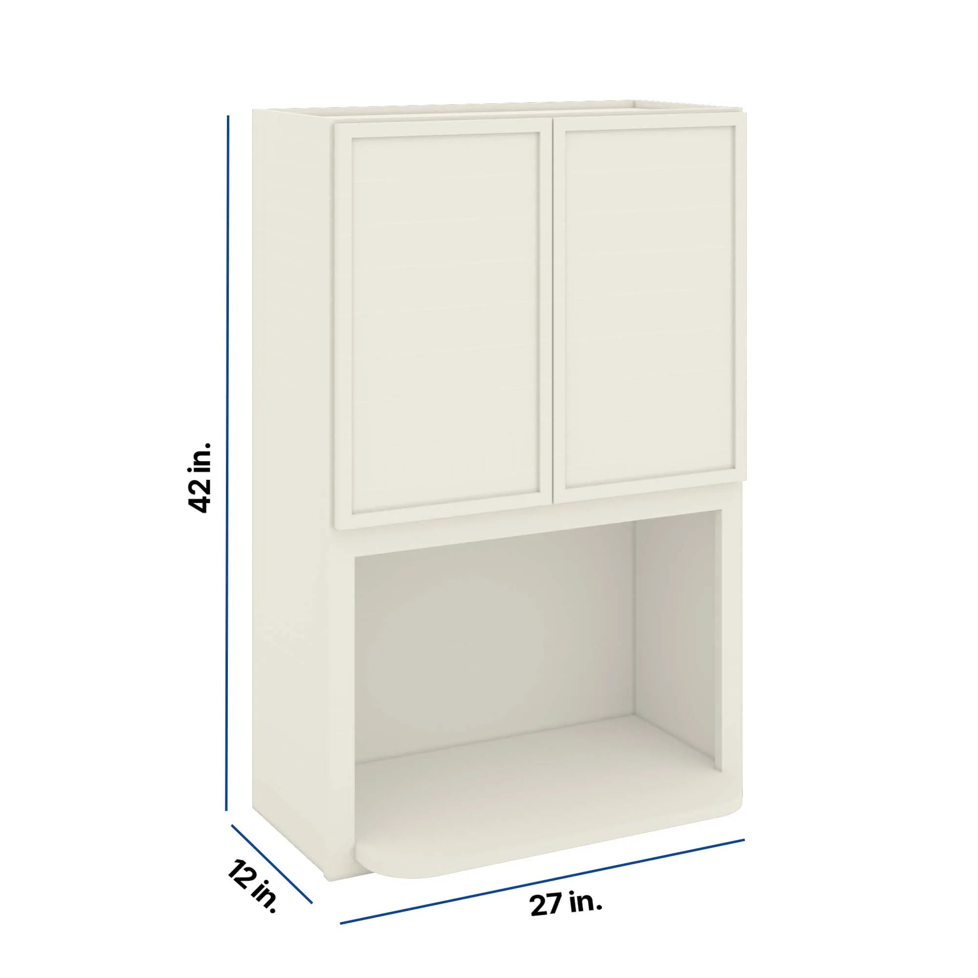 Modernform Cabinet Slim Dove White 27" W X 42" H X 12" D Microwave w/Bottom Shelf