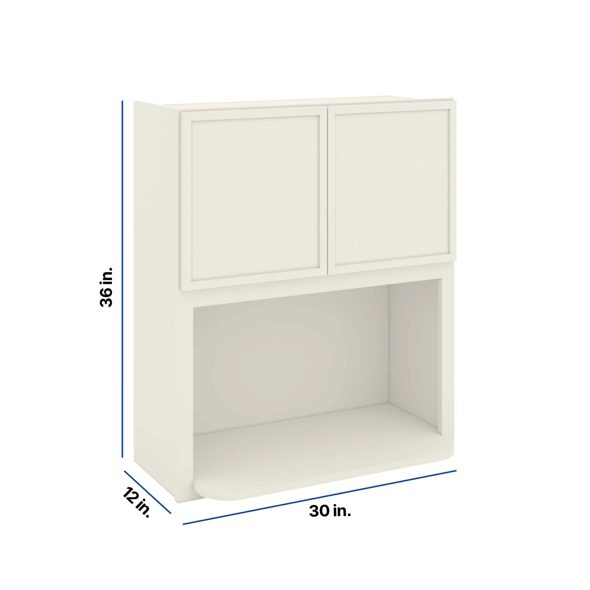 Modernform Cabinet Slim Dove White 30" W X 36" H X 12" D Microwave w/Bottom Shelf