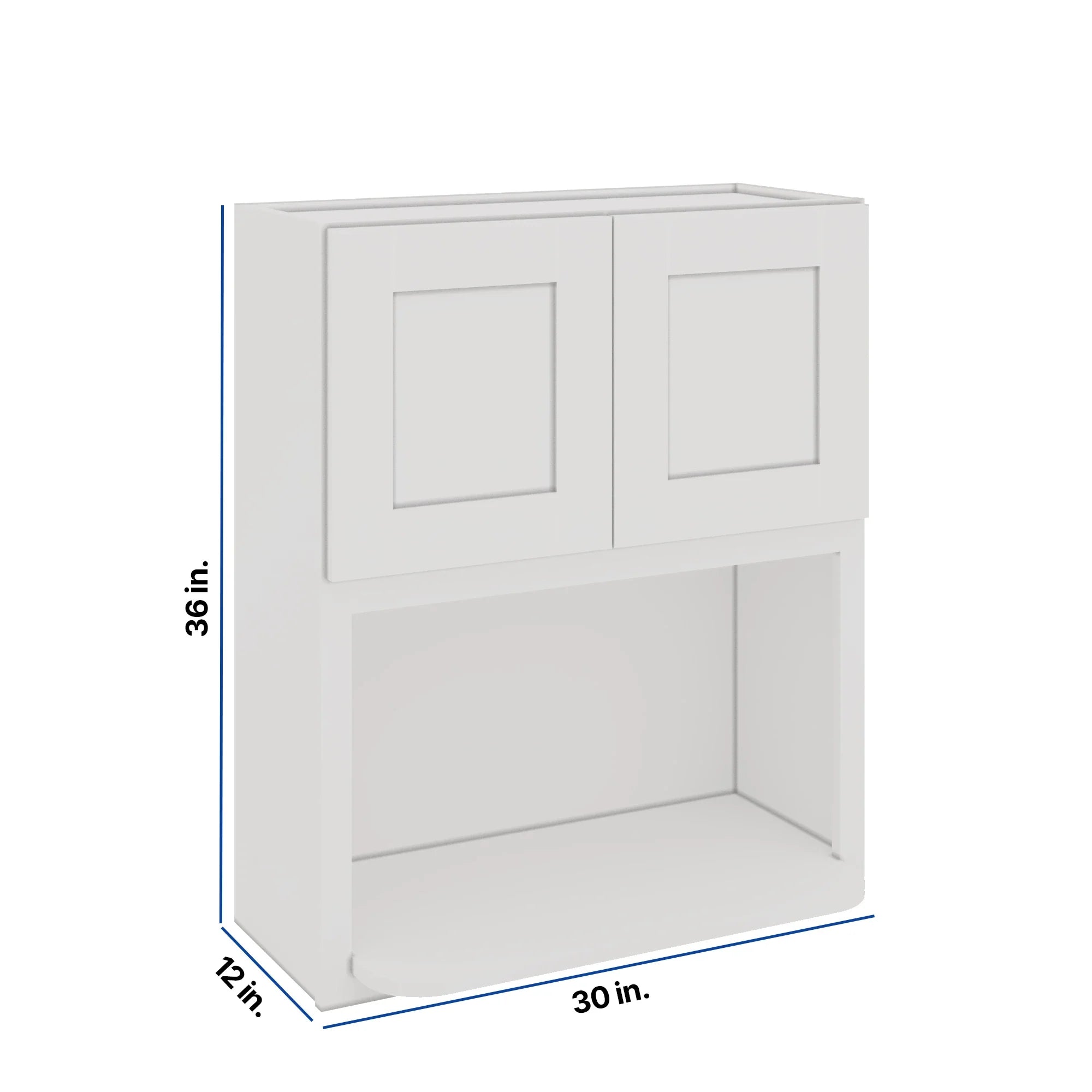 Modernform Cabinet White Shaker 30" W X 36" H X 12" D Microwave w/Bottom Shelf