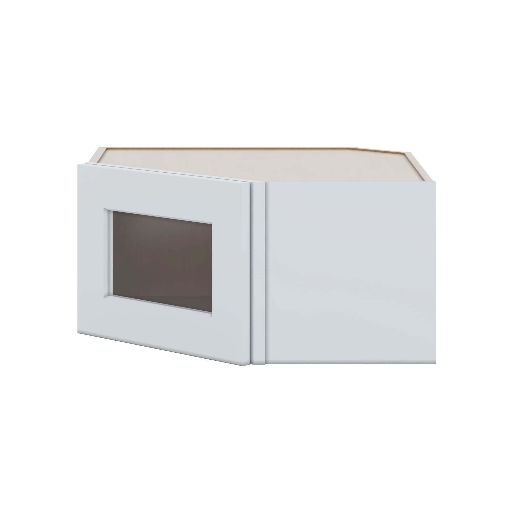 J&K White Shaker S8 Wall Diagonal Glass Insert 24" W x 12" H (No Glass Insert)
