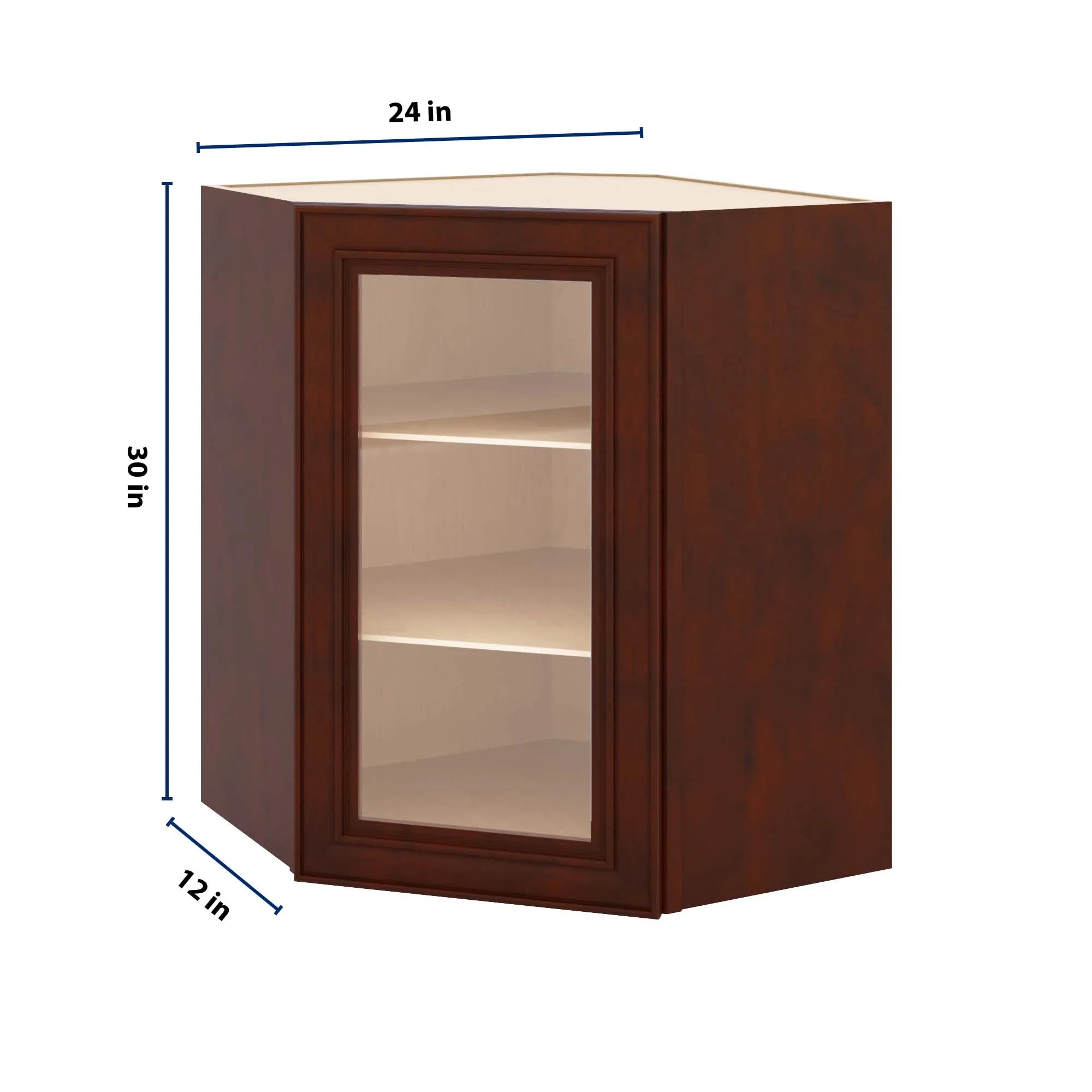 J&K Mahogany J5 Wall Diagonal Glass Insert- 24" W x 30" H (No Glass Insert)