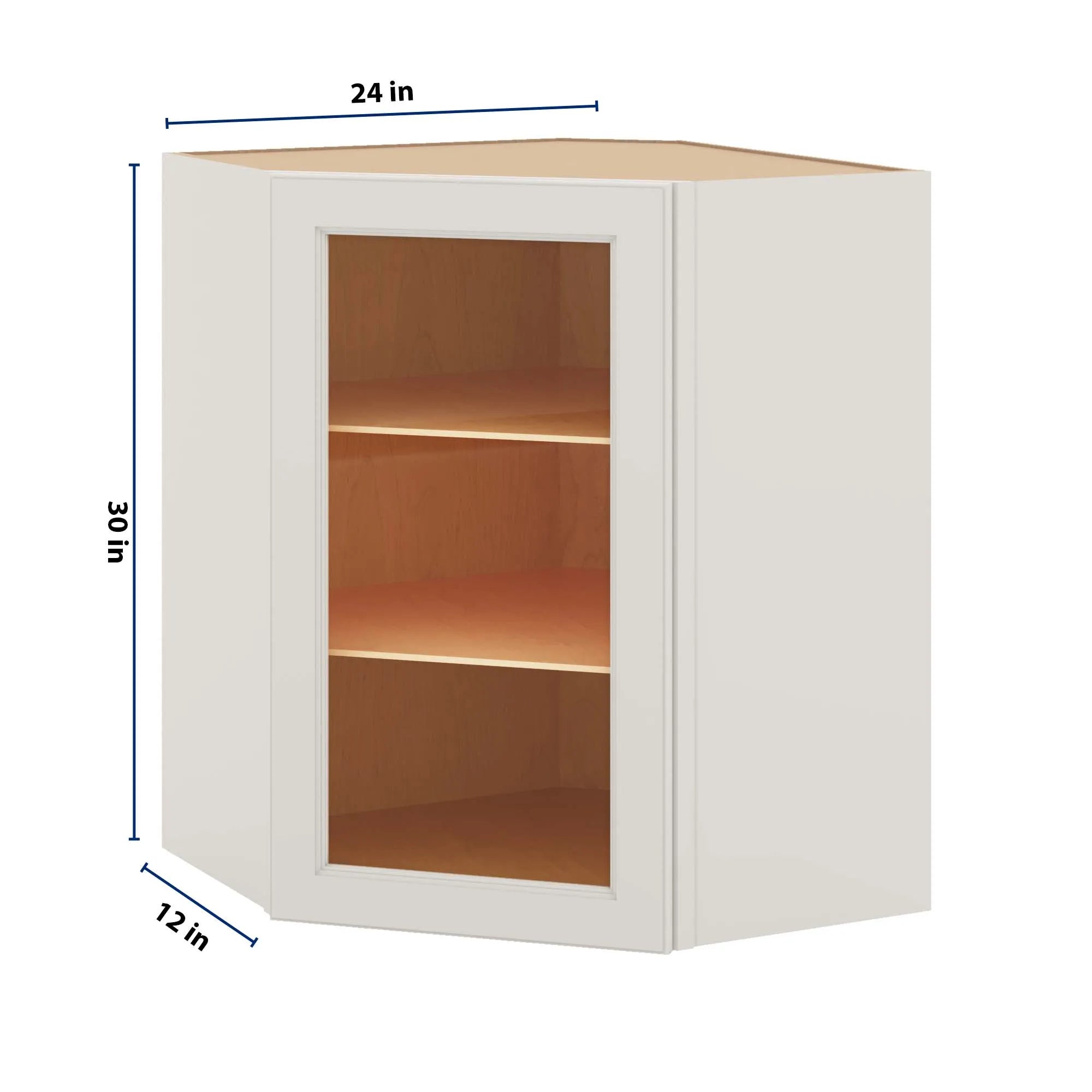 J&K Dove E1 Wall Diagonal Glass Insert- 24" W x 30" H (No Glass Insert)