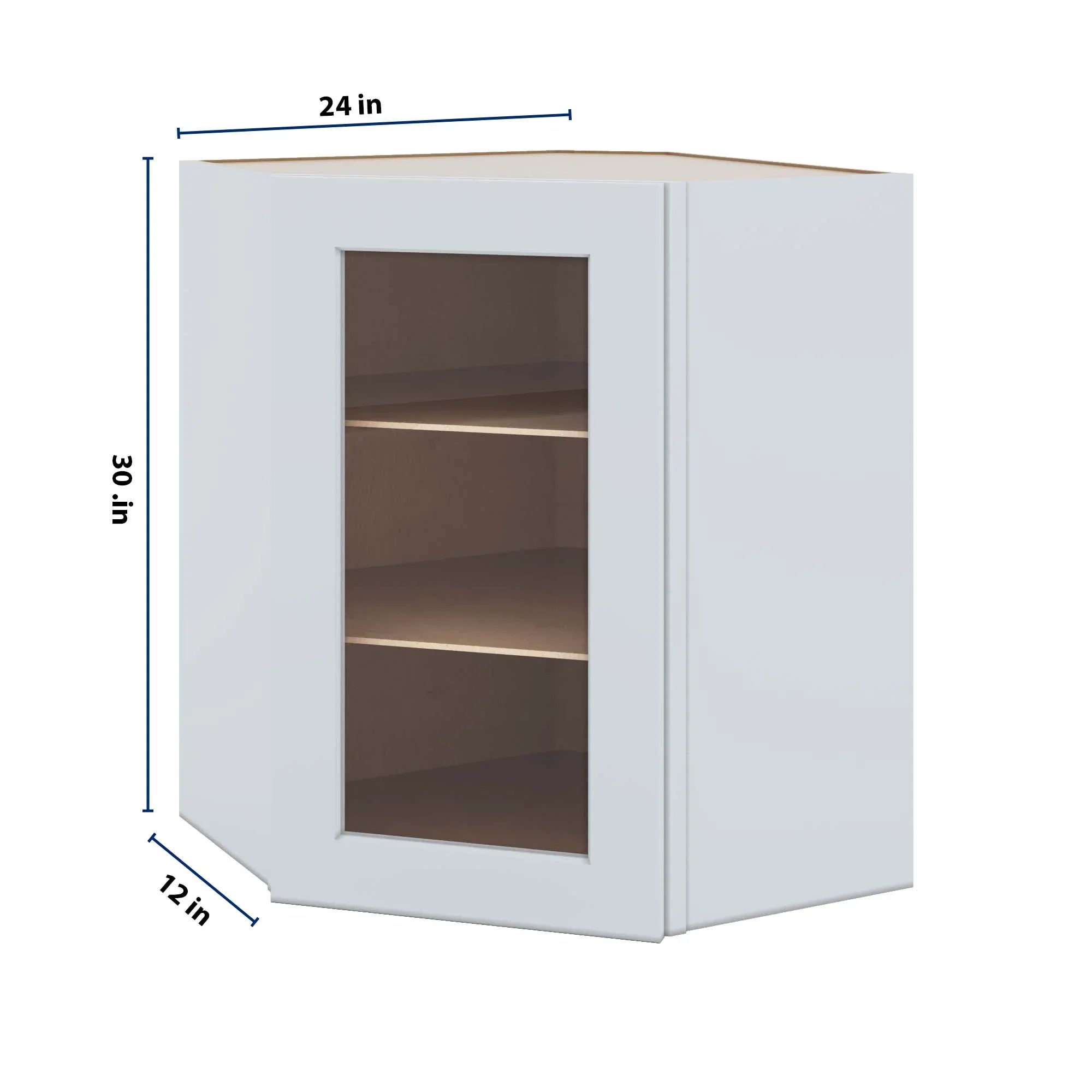 J&K White Shaker S8 Wall Diagonal Glass Insert- 24" W x 30" H (No Glass Insert)