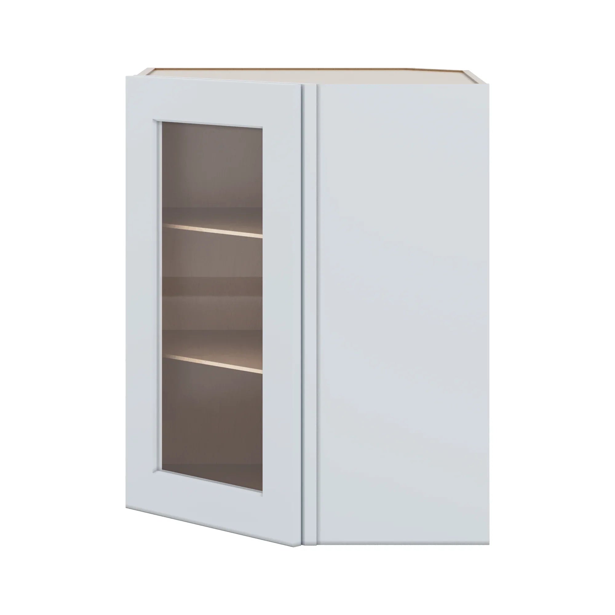 J&K White Shaker S8 Wall Diagonal Glass Insert 24" W x 30" H (No Glass Insert)