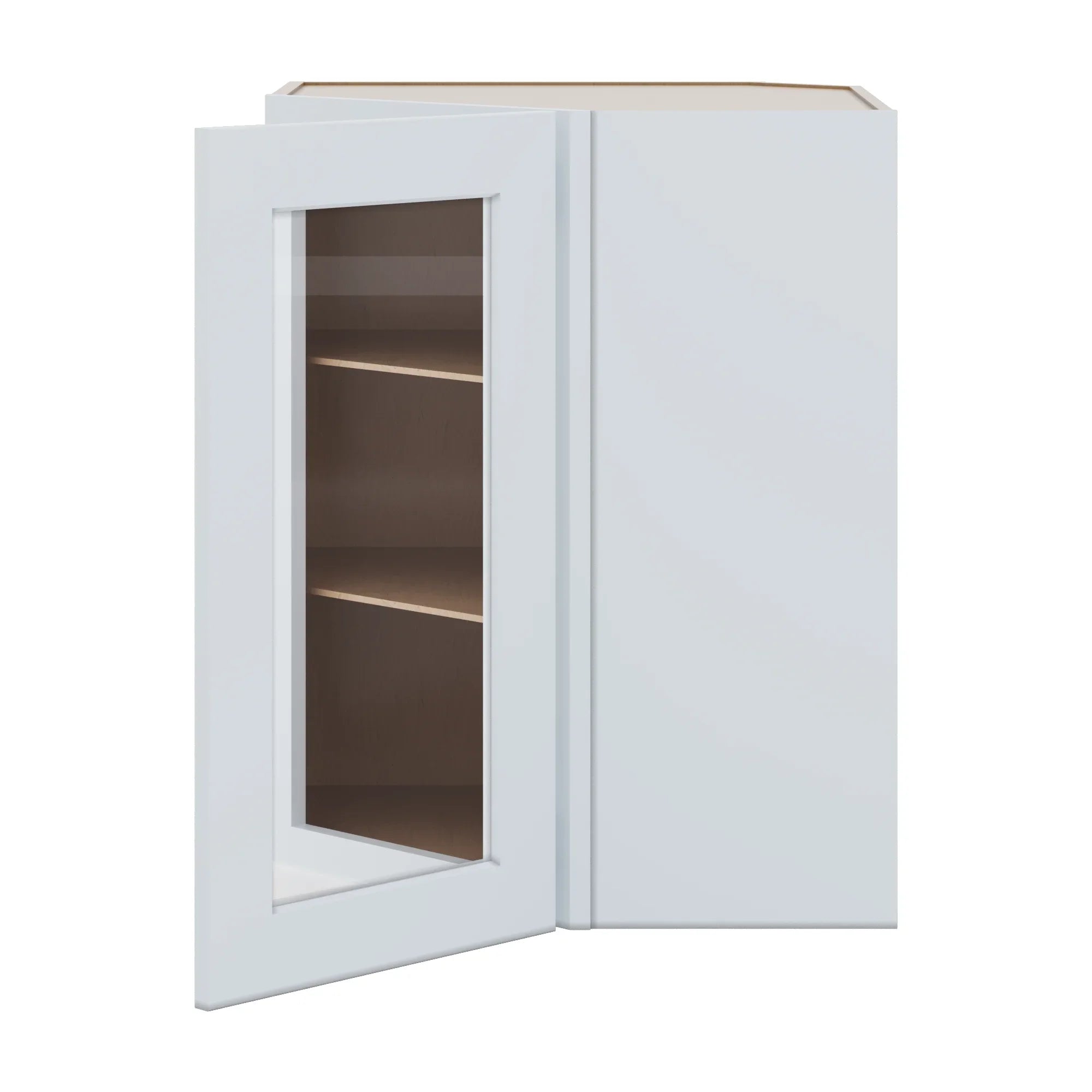 J&K White Shaker S8 Wall Diagonal Glass Insert 24" W x 30" H (No Glass Insert)