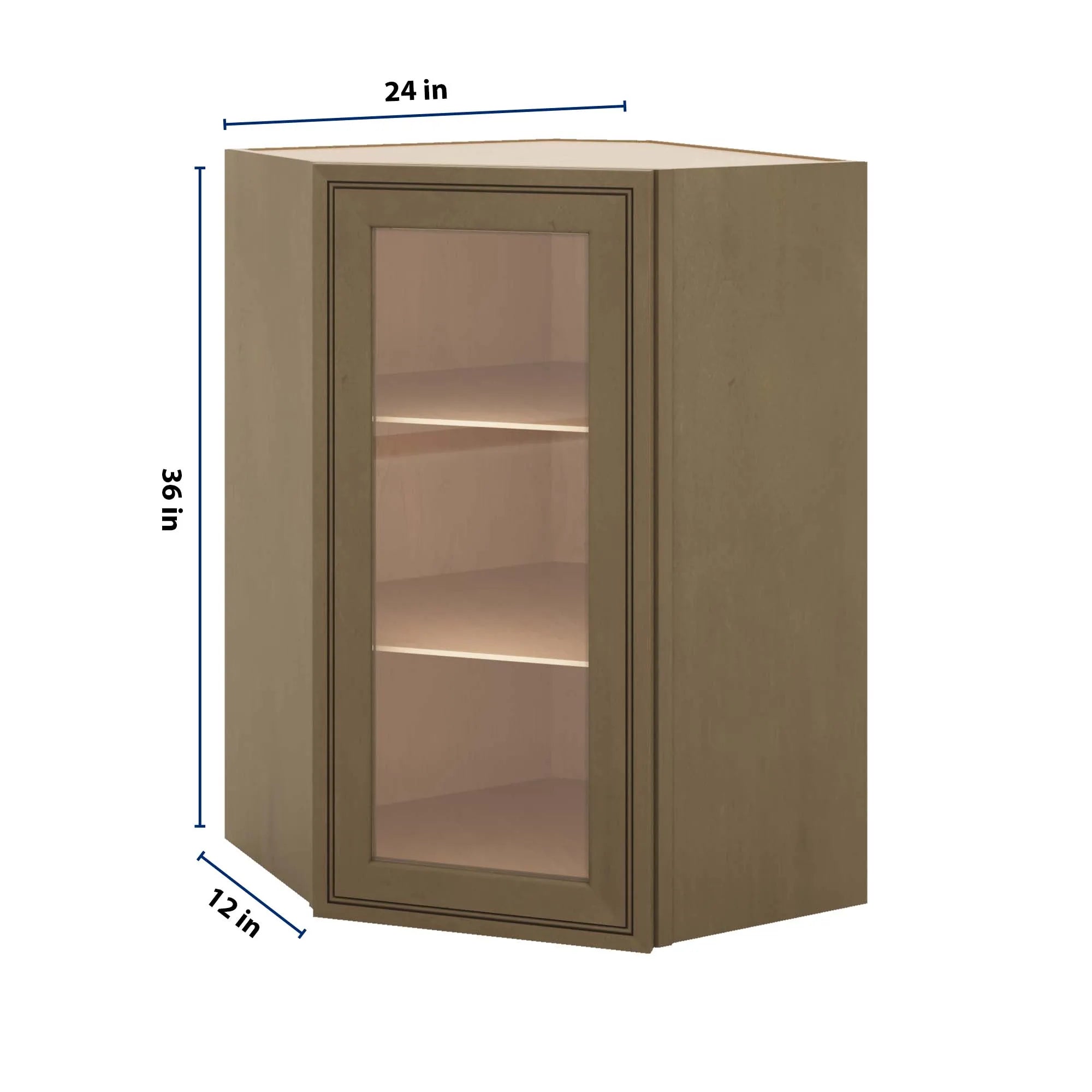 J&K Hazel H8 Wall Diagonal Glass Insert- 24" W x 36" H (No Glass Insert)