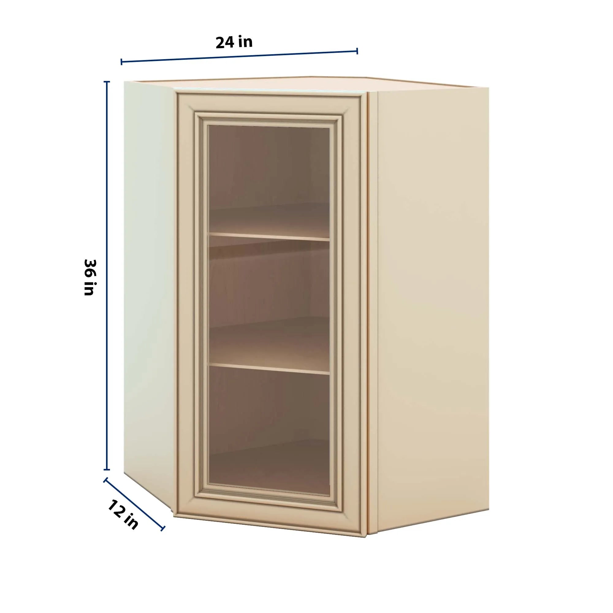 J&K Creme Glazed A7 Wall Diagonal Glass Insert- 24" W x 36" H (No Glass Insert)