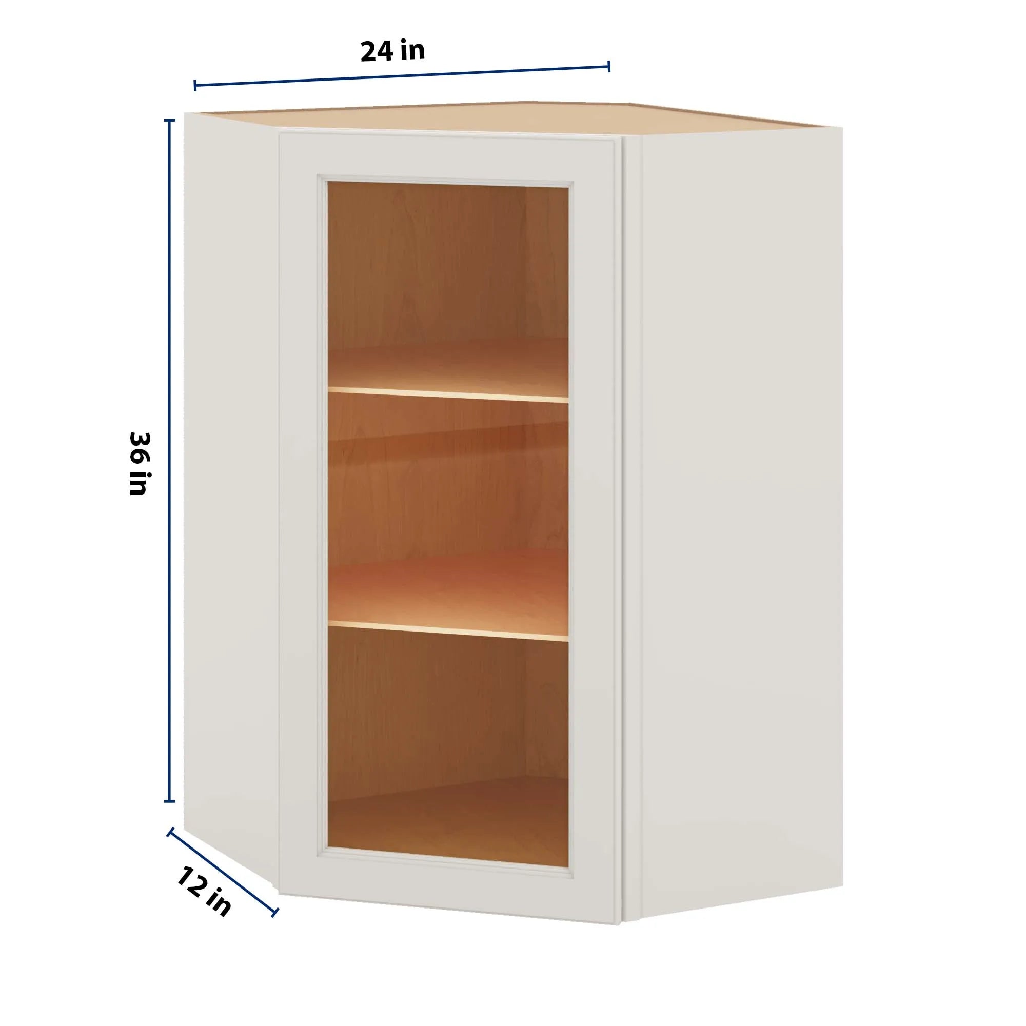 J&K Dove E1 Wall Diagonal Glass Insert- 24" W x 36" H (No Glass Insert)