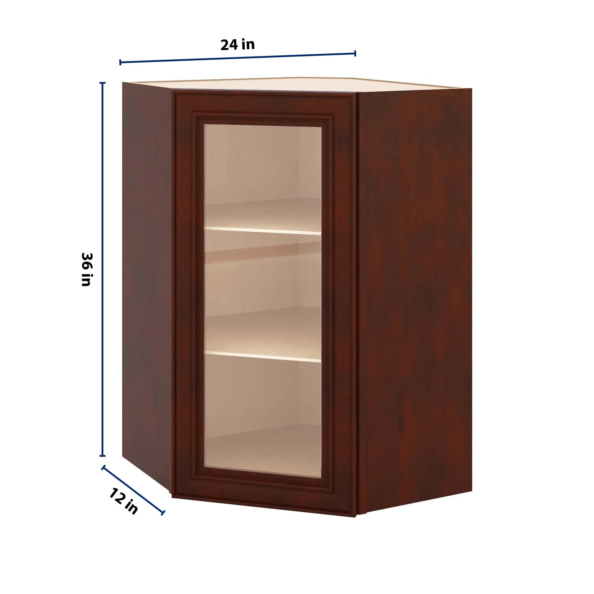 J&K Mahogany J5 Wall Diagonal Glass Insert- 24" W x 36" H (No Glass Insert)