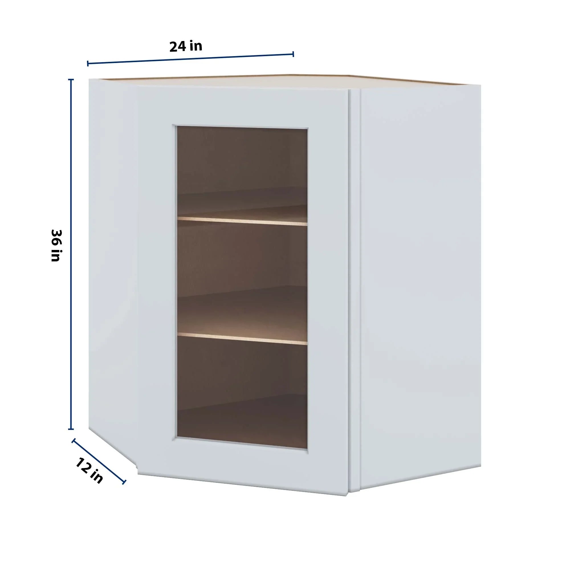 J&K White Shaker S8 Wall Diagonal Glass Insert- 24" W x 36" H (No Glass Insert)