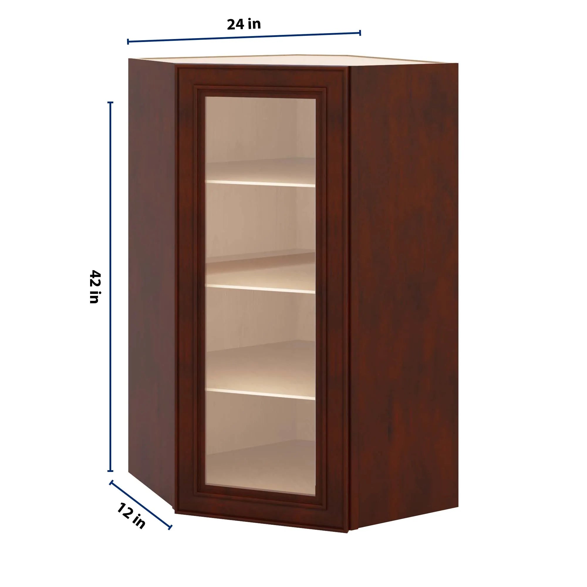J&K Mahogany J5 Wall Diagonal Glass Insert- 24" W x 42" H (No Glass Insert)