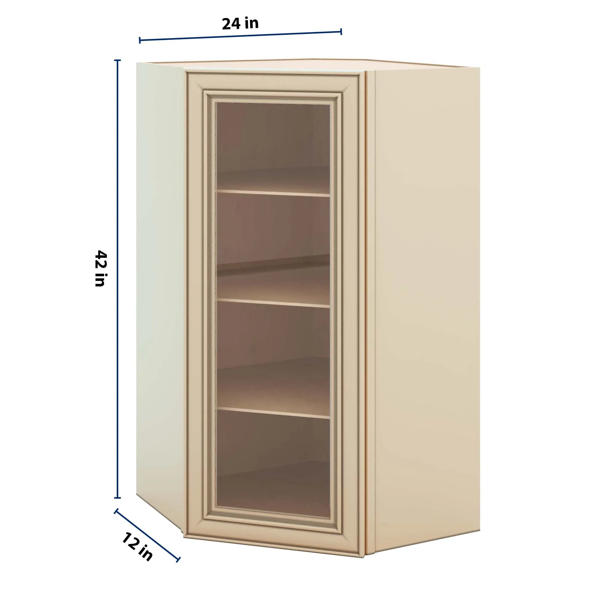 J&K Creme Glazed A7 Wall Diagonal Glass Insert- 24" W x 42" H (No Glass Insert)