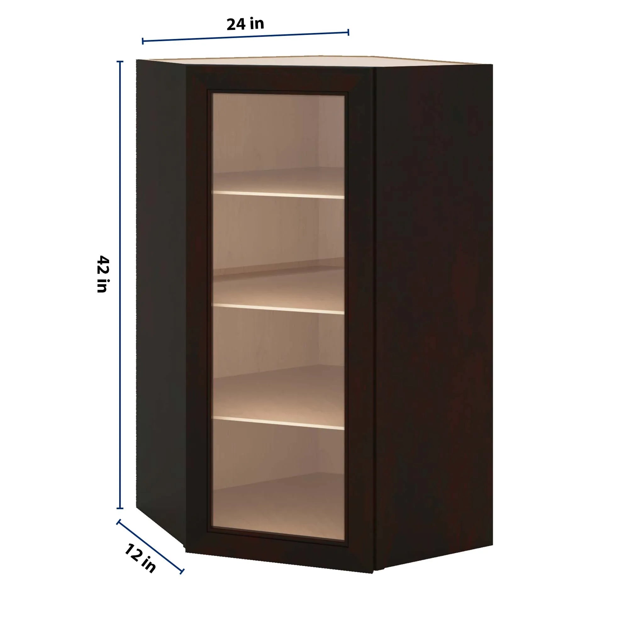 J&K Espresso K8 Wall Diagonal Glass Insert- 24" W x 42" H (No Glass Insert)