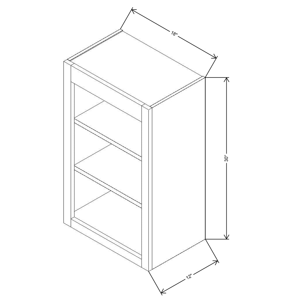 FABUWOOD ALLURE Nexus FROST 18"W X 30"H Wall Open Shelf {Nexus-Fusion}