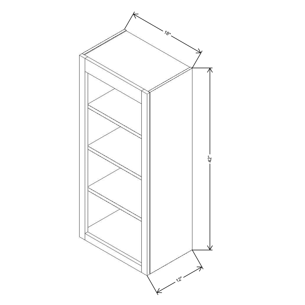 FABUWOOD ALLURE Nexus FROST 18"W X 42"H WALL OPEN SHELF {Nexus-Fusion}