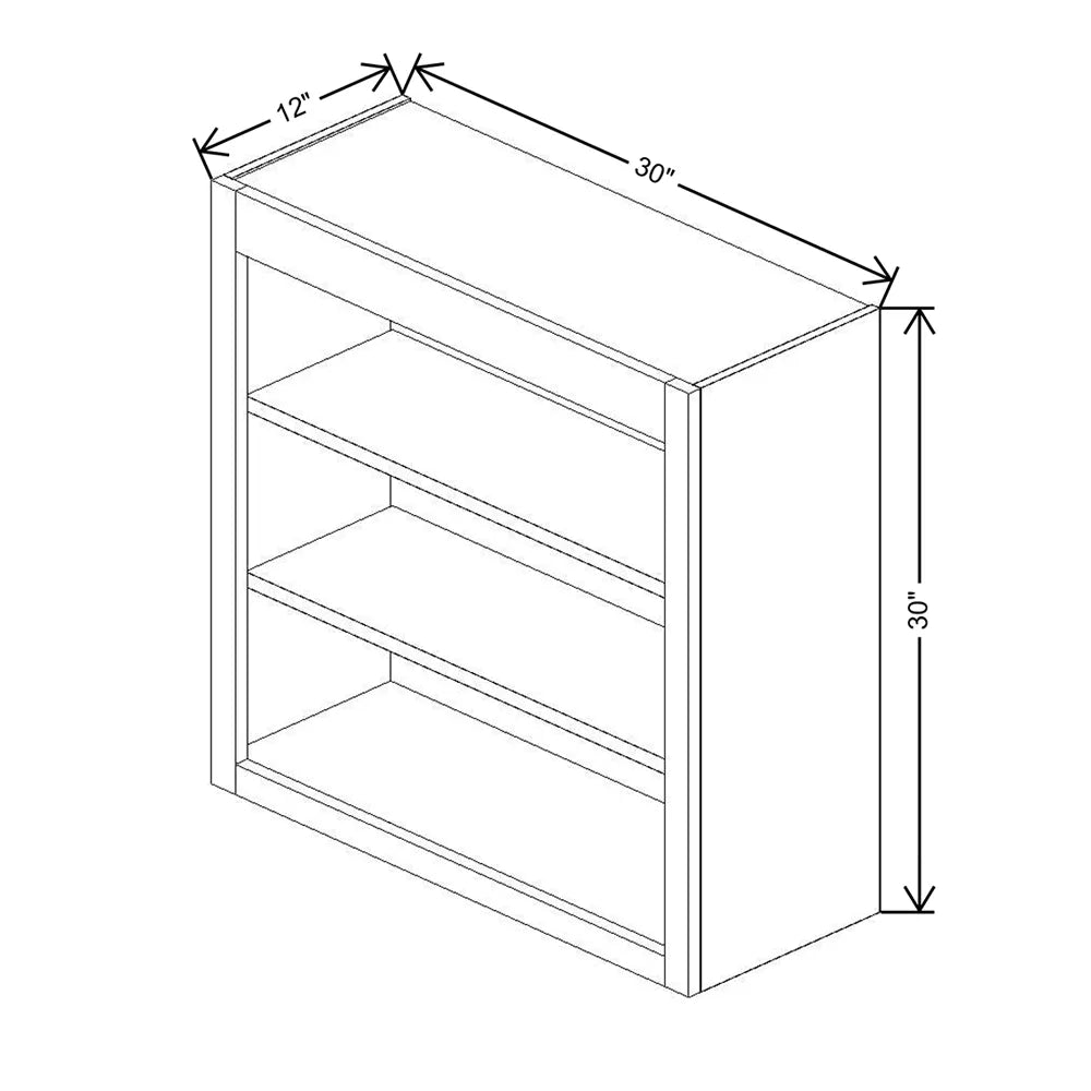 Fabuwood Allure Luna Desert Oak 30" W X 30" H X 12" D Wall Open Shelf Cabinet