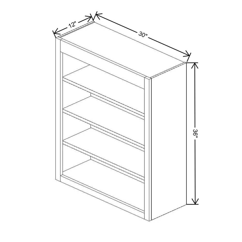 Fabuwood Allure Luna Desert Oak 30" W X 36" H X 12" D Wall Open Shelf Cabinet