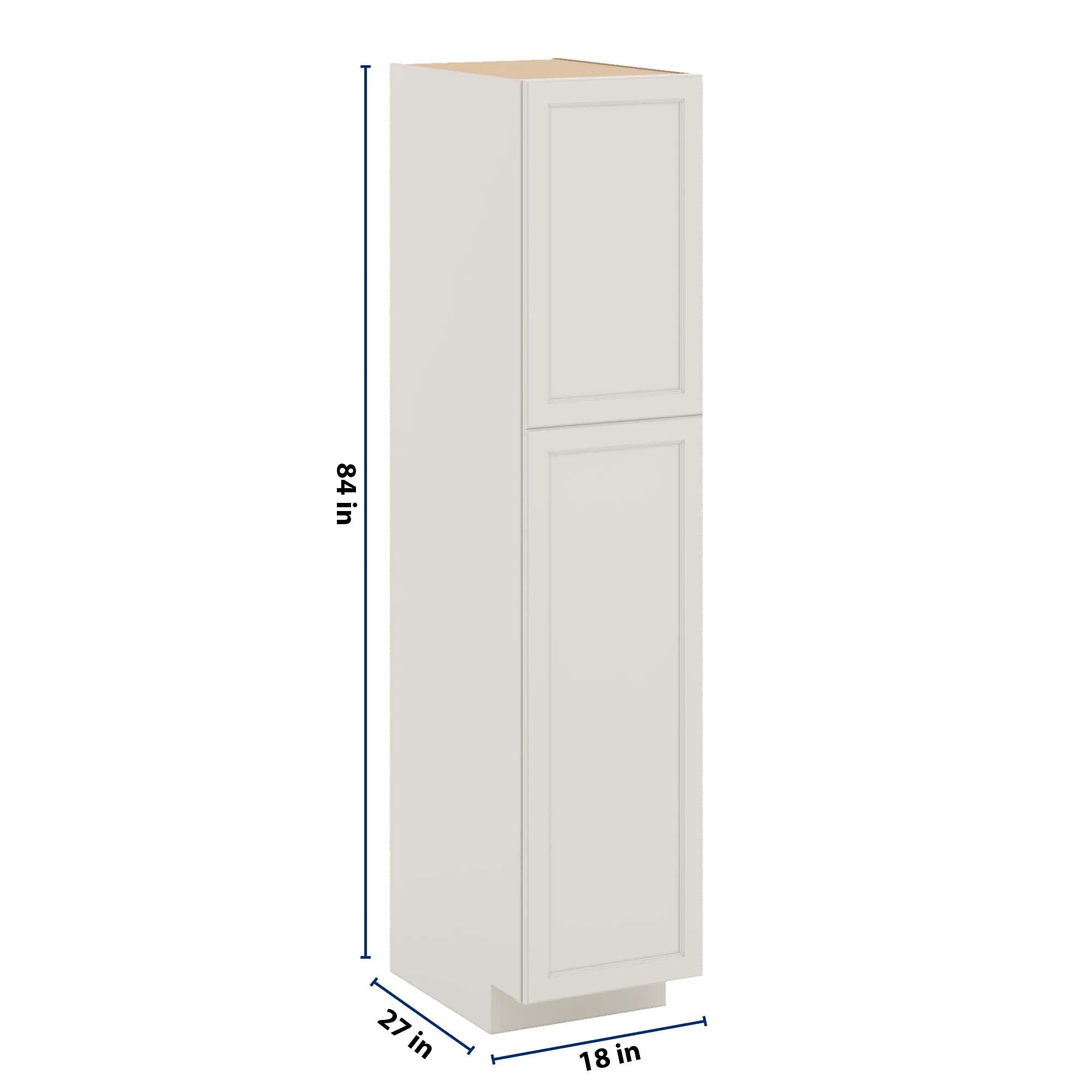 J&K Dove E1 Pantry w/Roll-Out Trays 18" W x 84" H x 27" D