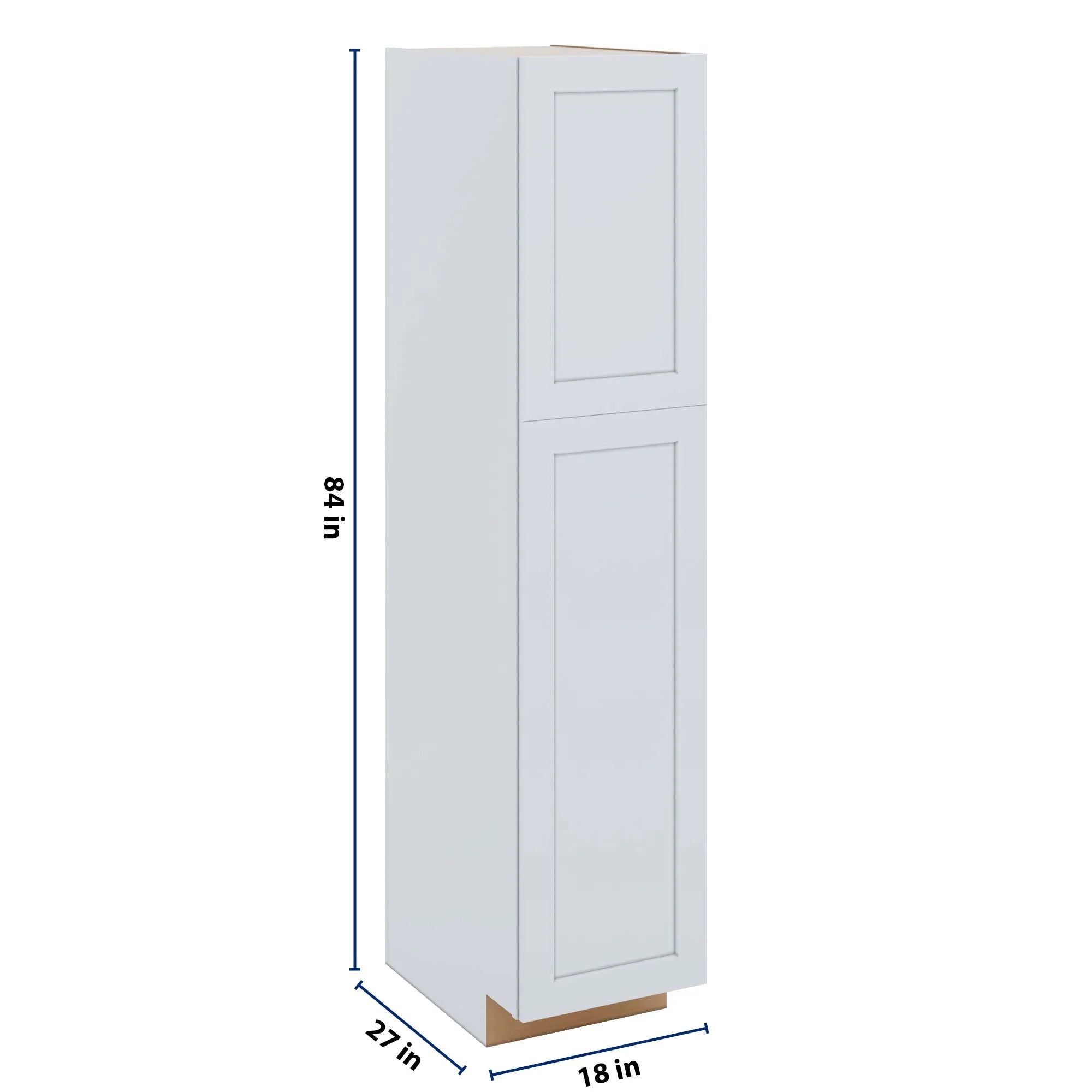 J&K White Shaker S8 Pantry w/Roll-Out Trays 18" W x 84" H x 27" D