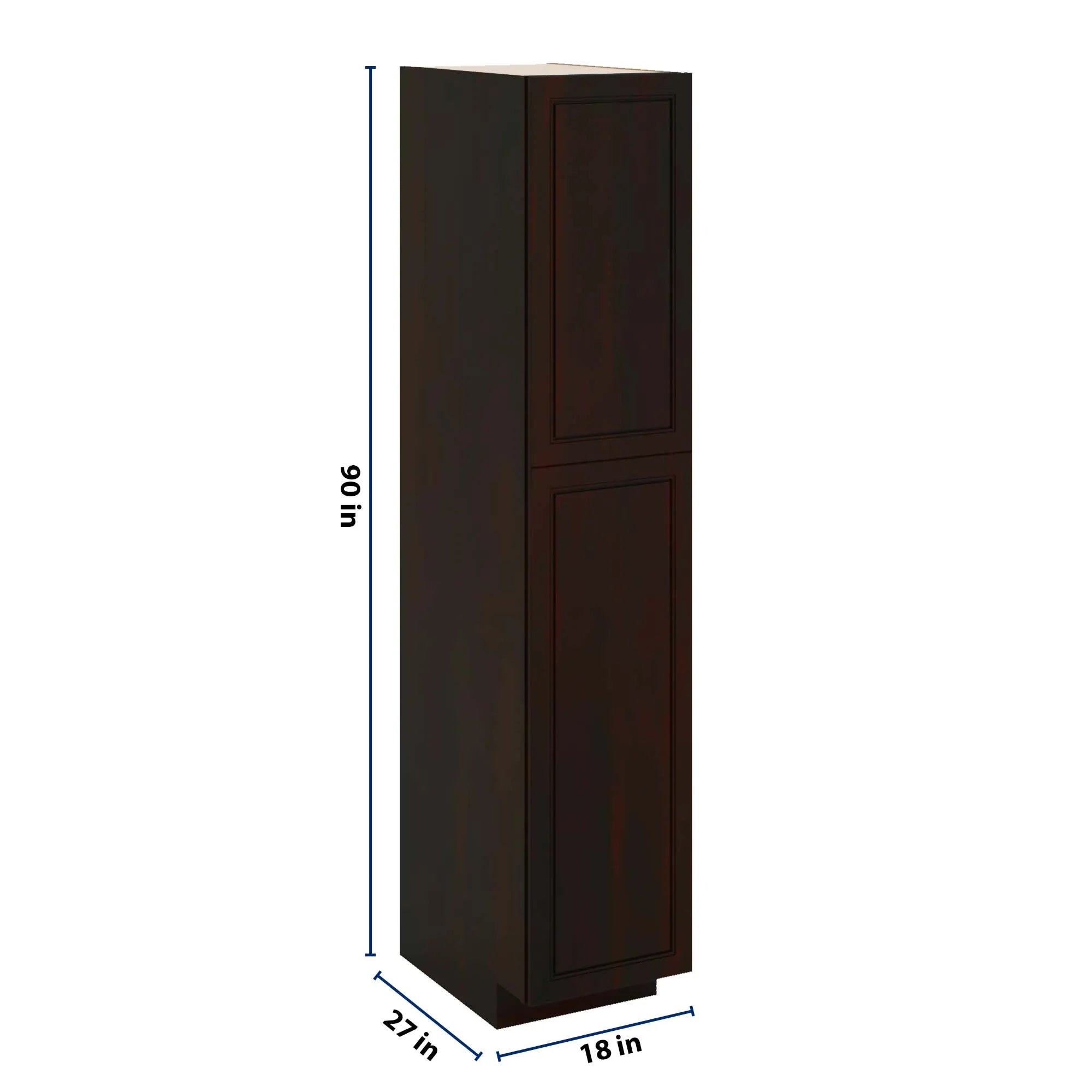 J&K Espresso K8 Pantry w/Roll-Out Trays 18" W x 90" H x 27" D