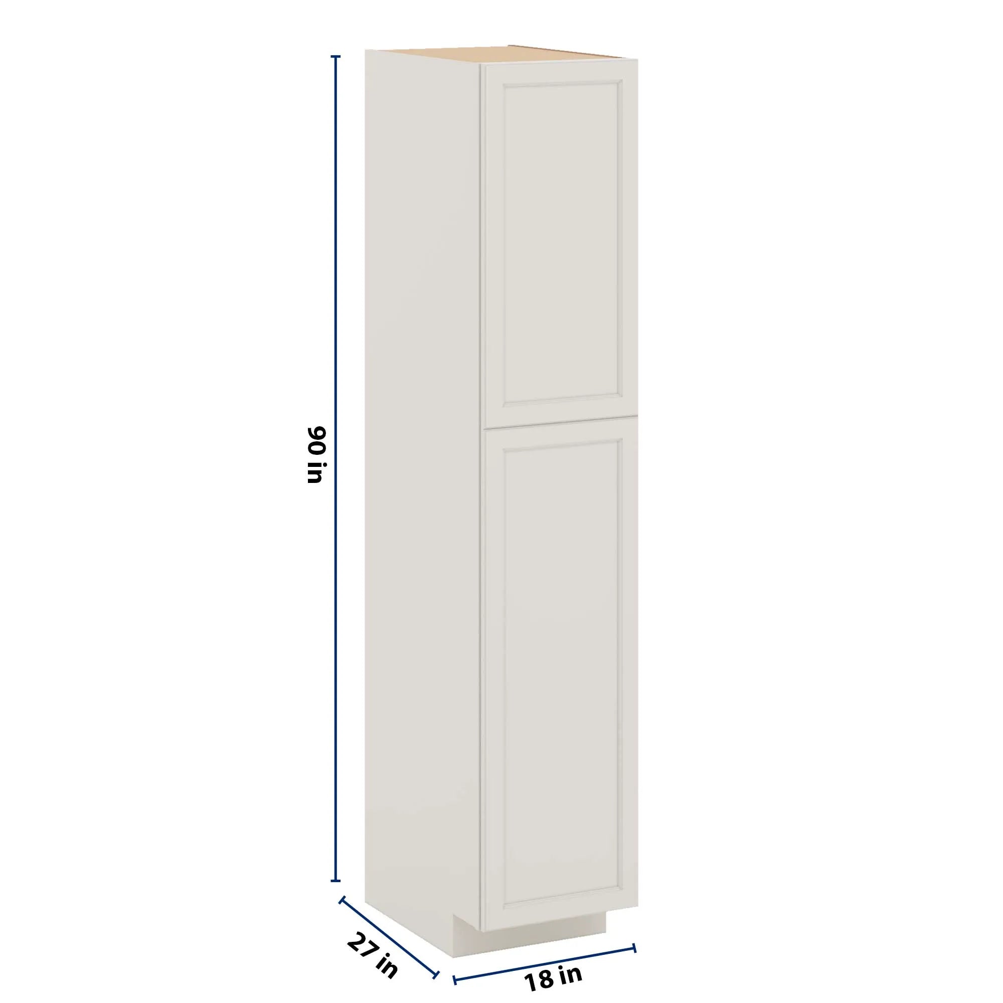 J&K Dove E1 Pantry w/Roll-Out Trays 18" W x 90" H x 27" D