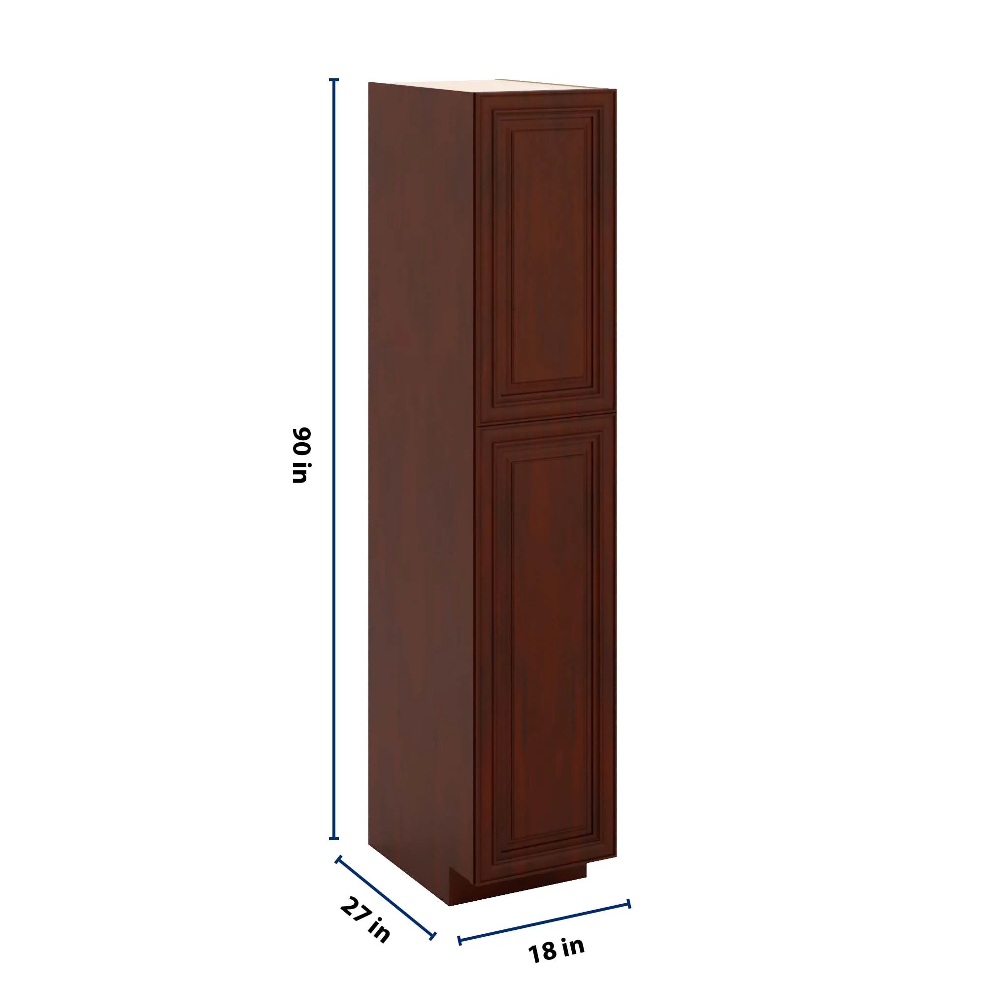 J&K Mahogany J5 Pantry w/Roll-Out Trays 18" W x 90" H x 27" D
