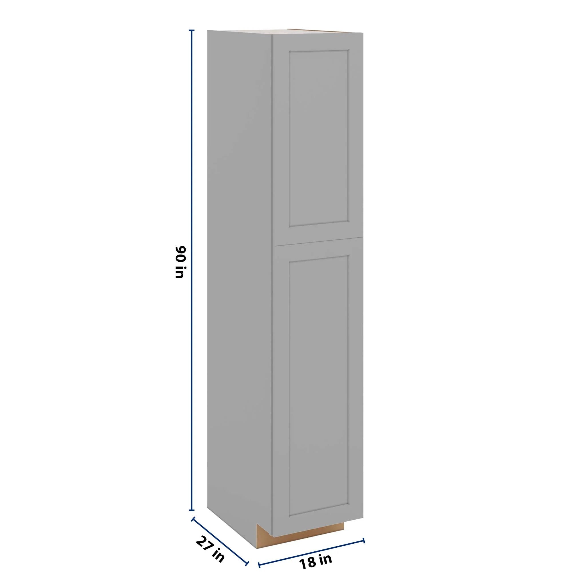 J&K Castle Grey S5 Pantry w/Roll-Out Trays 18" W x 90" H x 27" D