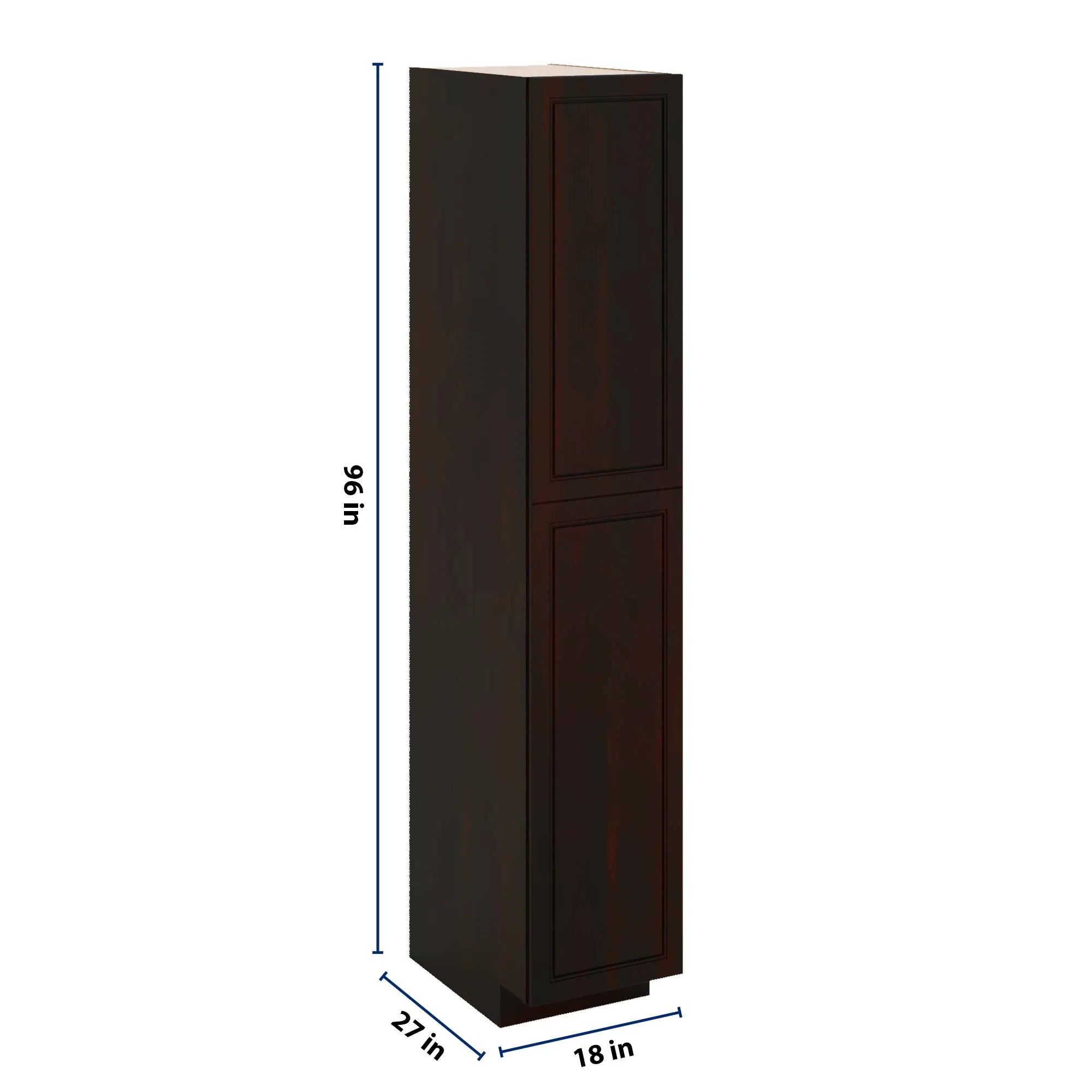 J&K Espresso K8 Pantry w/Roll-Out Trays 18" W x 96" H x 27" D