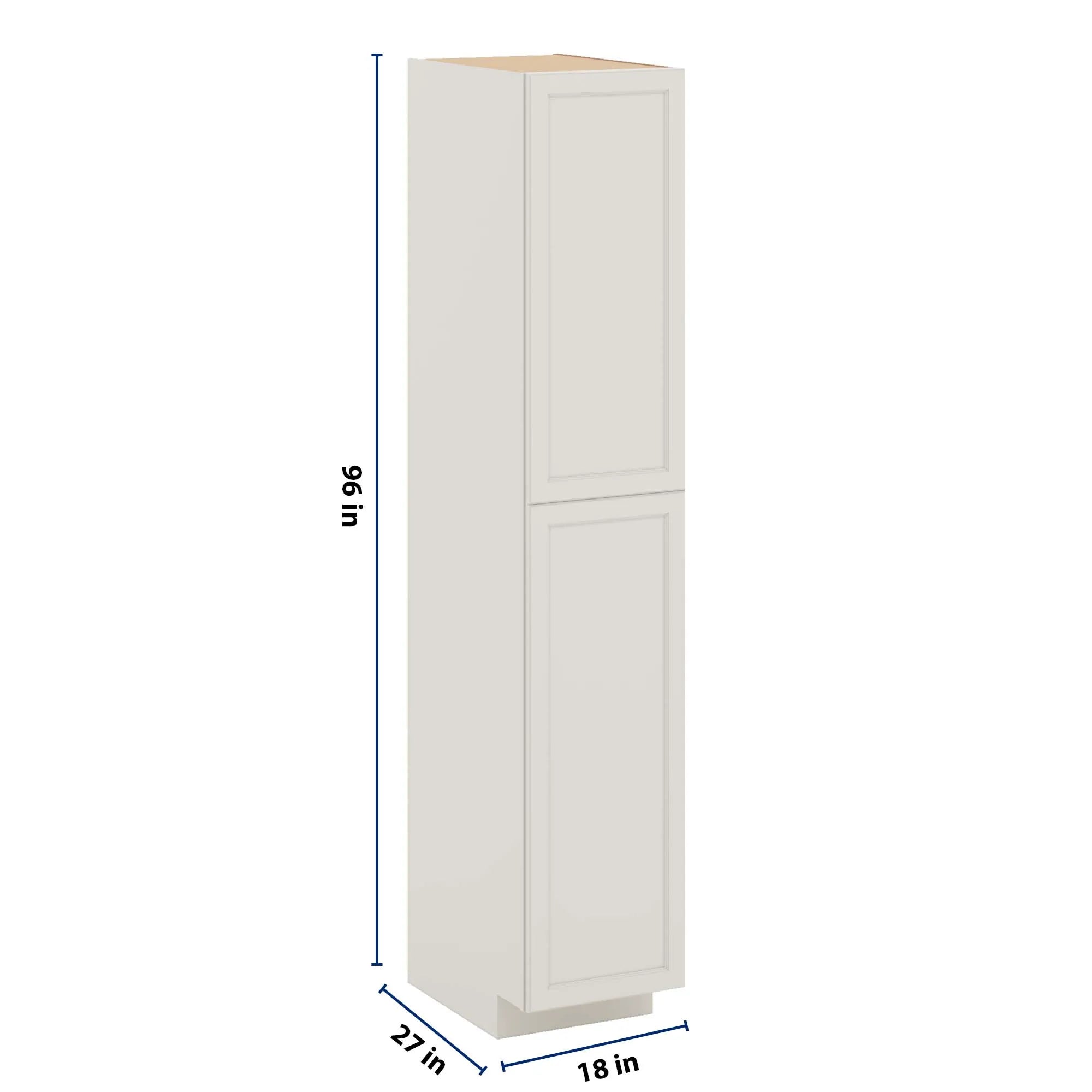 J&K Dove E1 Pantry w/Roll-Out Trays 18" W x 96" H x 27" D