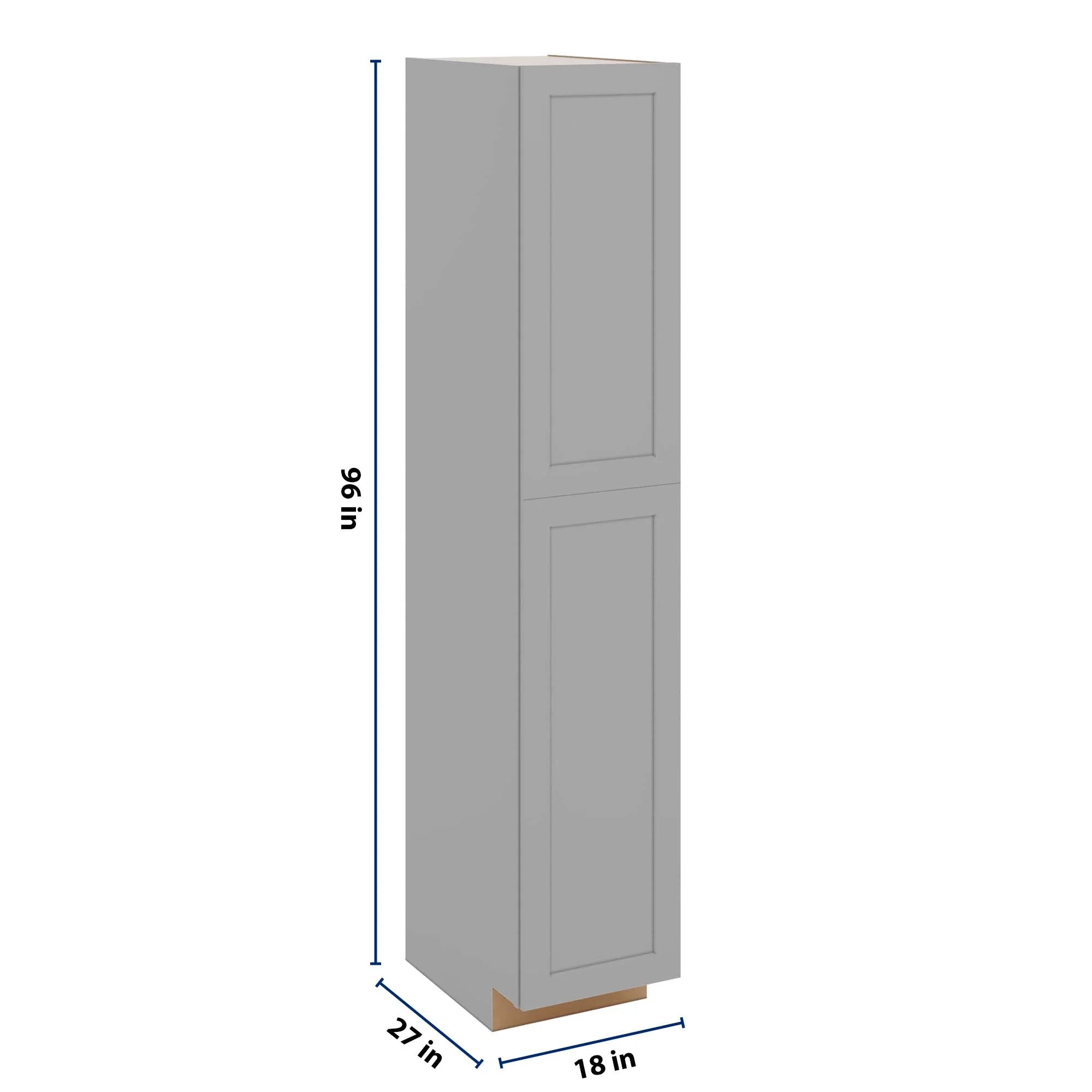 J&K Castle Grey S5 Pantry w/Roll-Out Trays 18" W x 96" H x 27" D