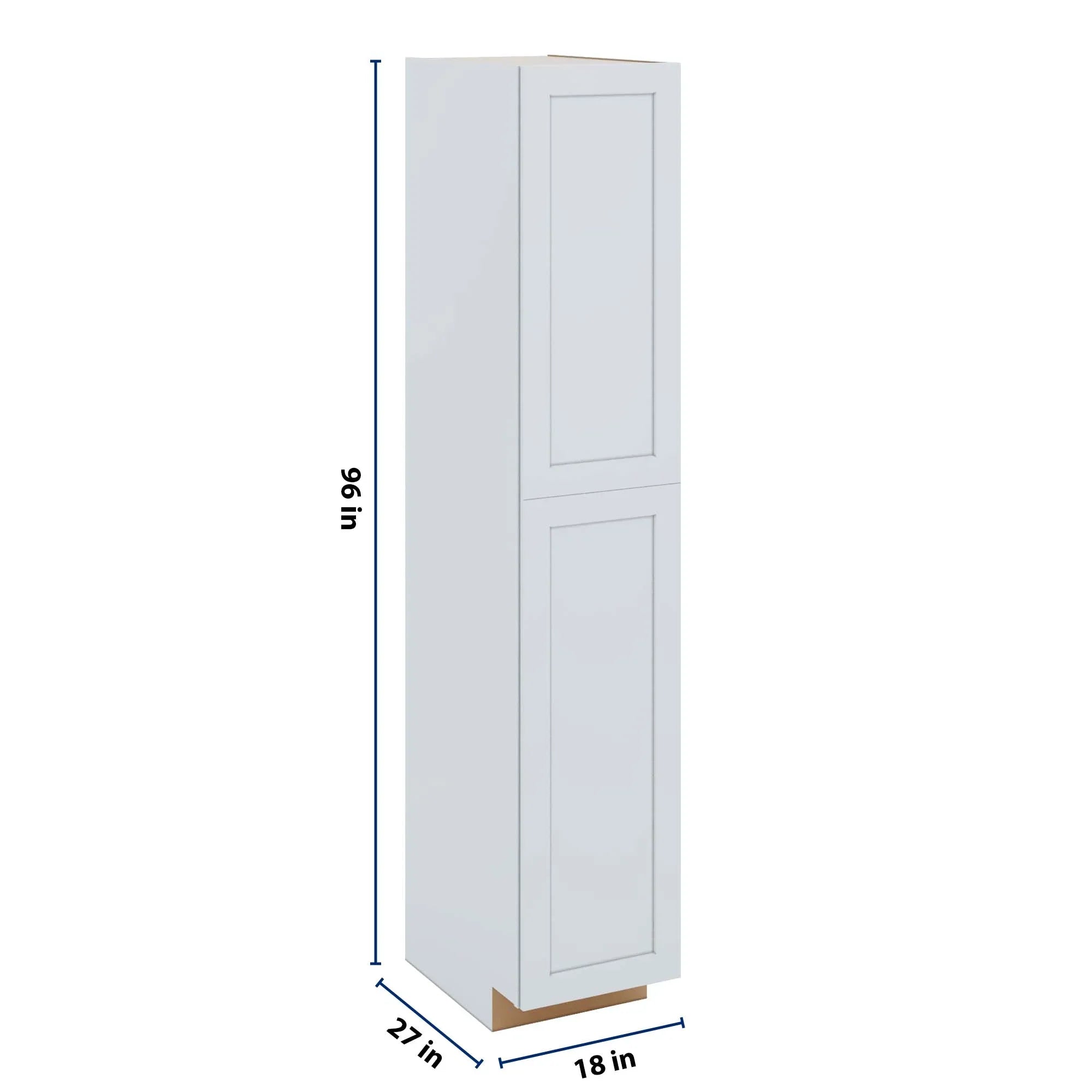 J&K White Shaker S8 Pantry w/Roll-Out Trays 18" W x 96" H x 27" D