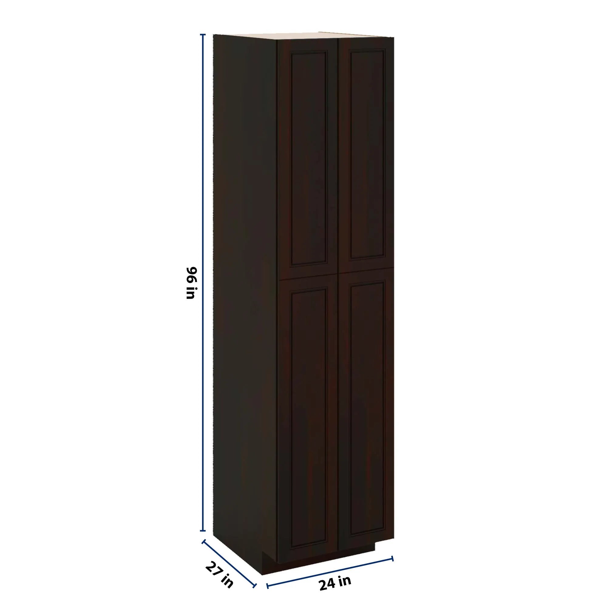 J&K Espresso K8 Pantry w/Roll-Out Trays 24" W x 96" H x 27" D