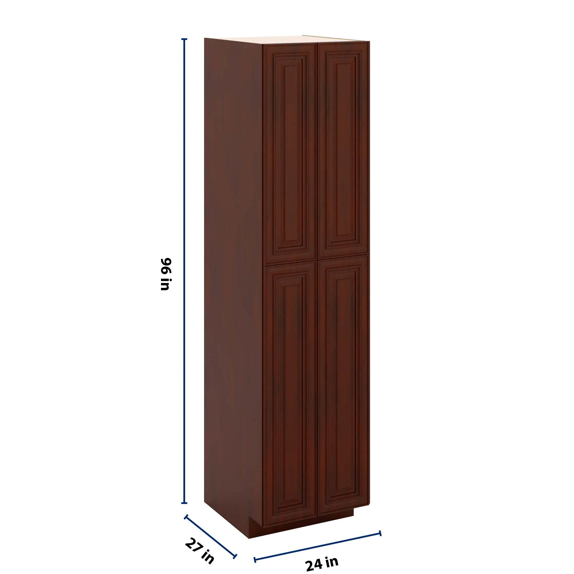 J&K Mahogany J5 Pantry w/Roll-Out Trays 24" W x 96" H x 27" D