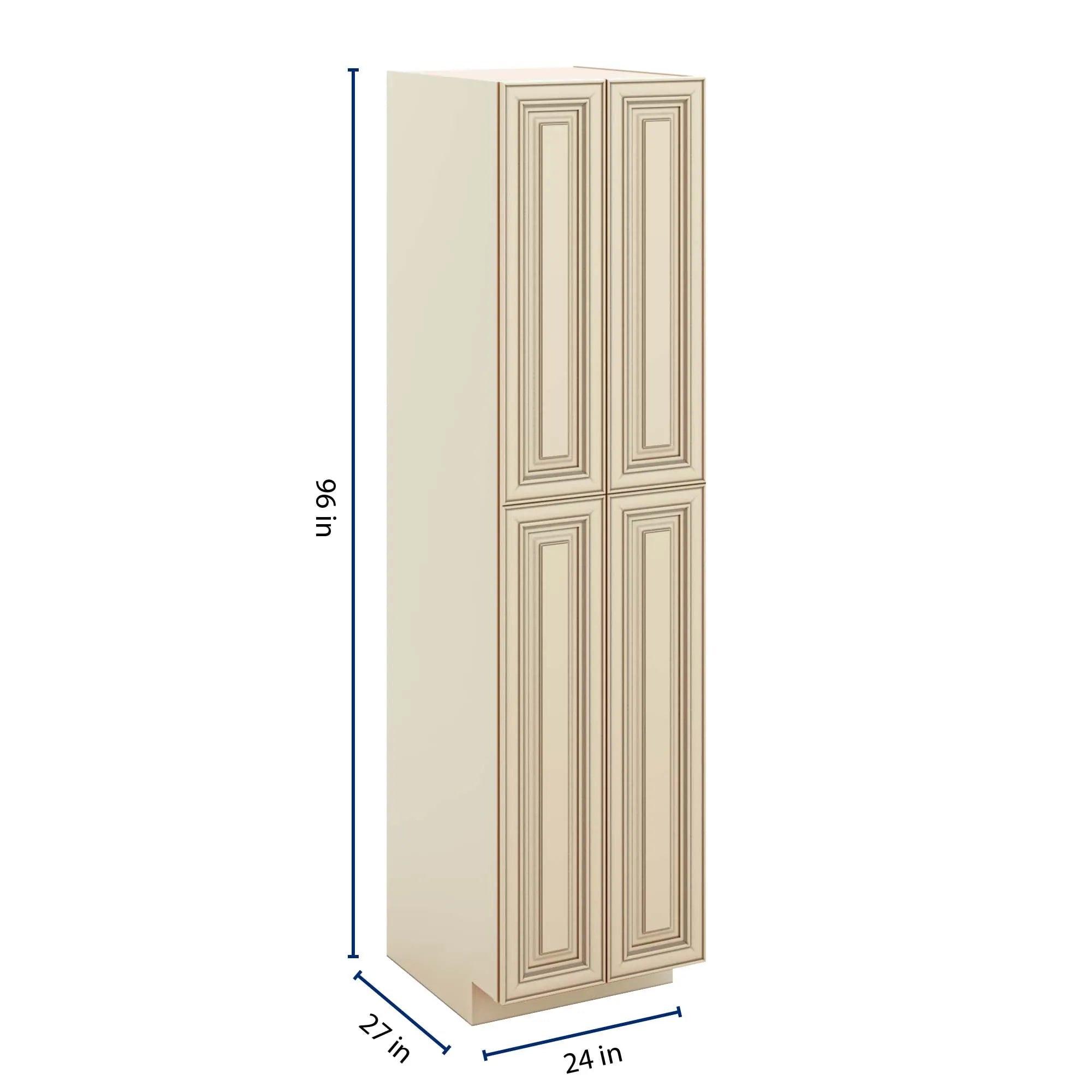 J&K Creme Glazed A7 Pantry w/Roll-Out Trays 24" W x 96" H x 27" D