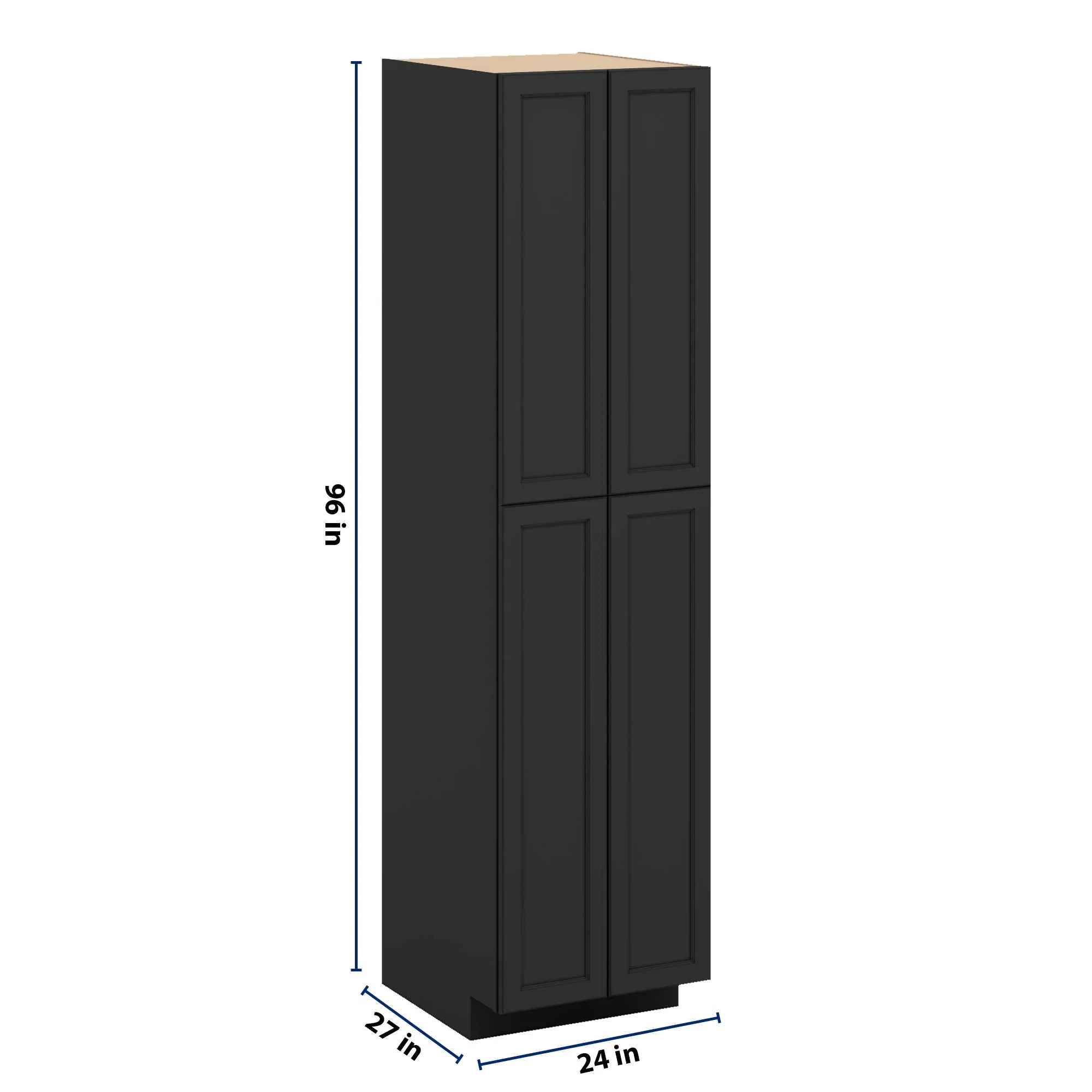 J&K Charcoal E2 Pantry w/Roll-Out Trays 24" W x 96" H x 27" D